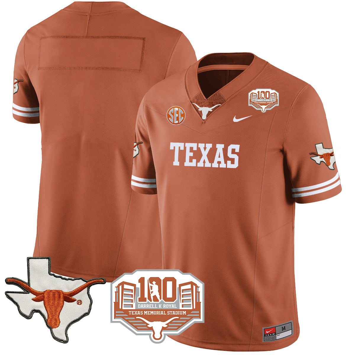 Texas Longhorns 2024 Vapor Jersey - 100 years of Darrell K Royal - All Stitched