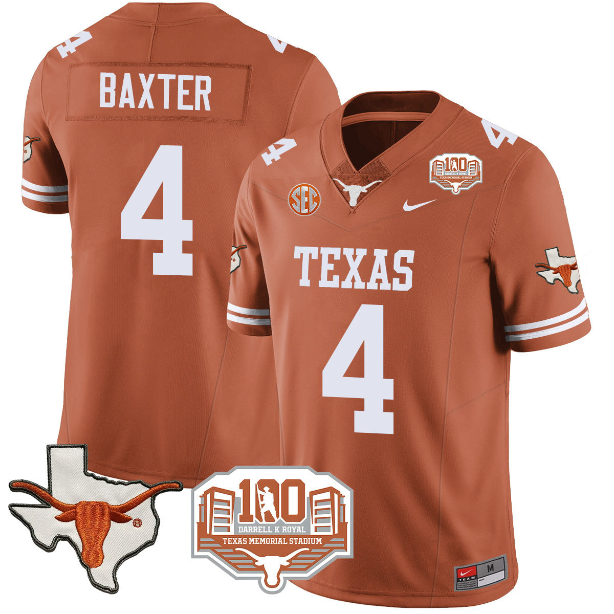 Texas Longhorns 2024 Vapor Jersey - 100 years of Darrell K Royal - All Stitched