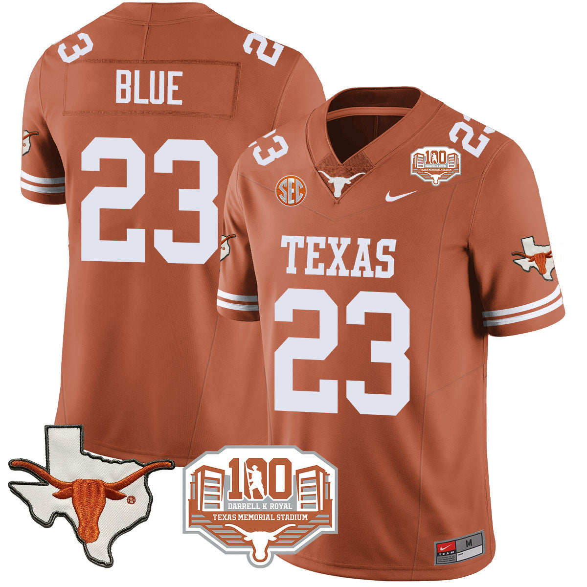 Texas Longhorns 2024 Vapor Jersey - 100 years of Darrell K Royal - All Stitched