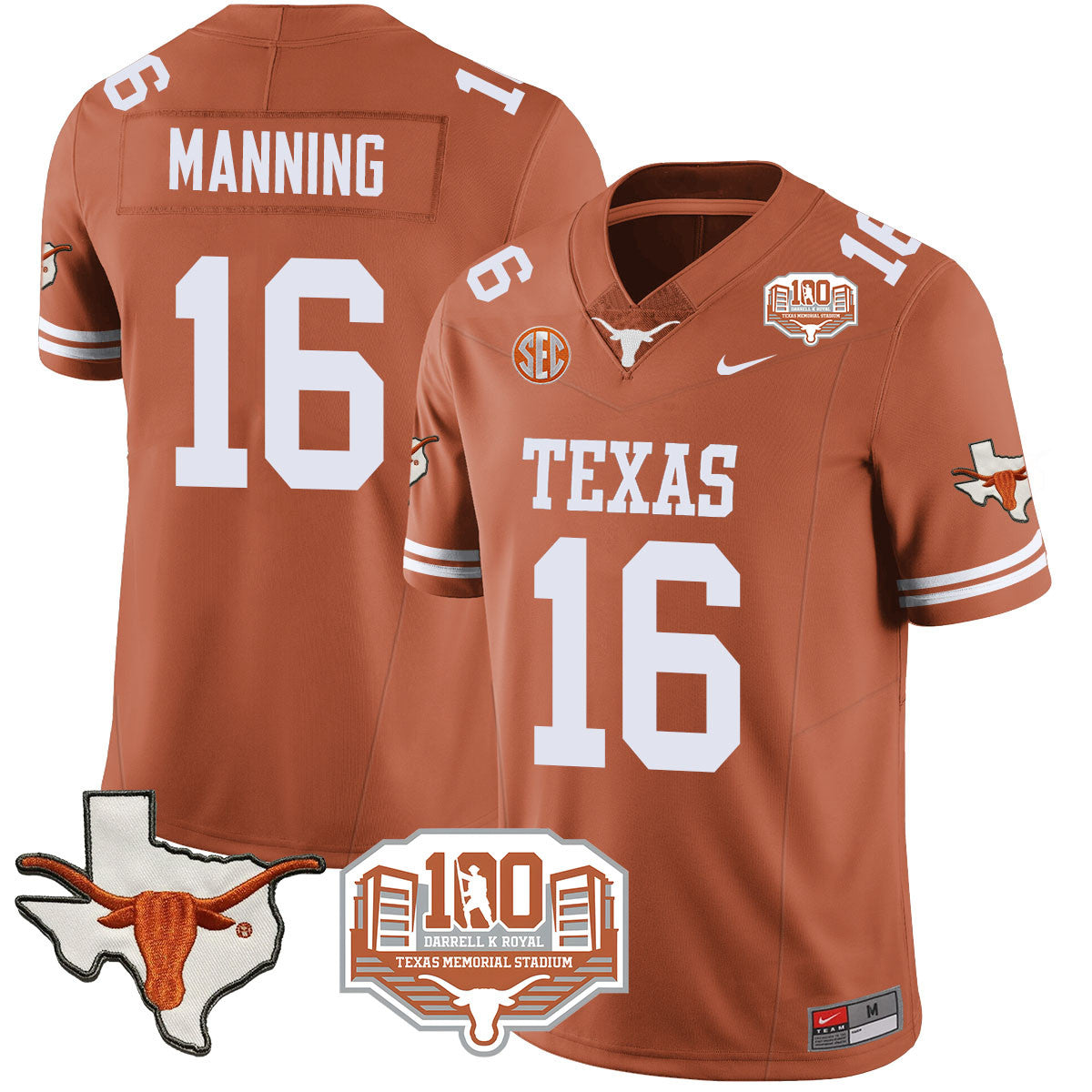 Texas Longhorns 2024 Vapor Jersey - 100 years of Darrell K Royal - All Stitched
