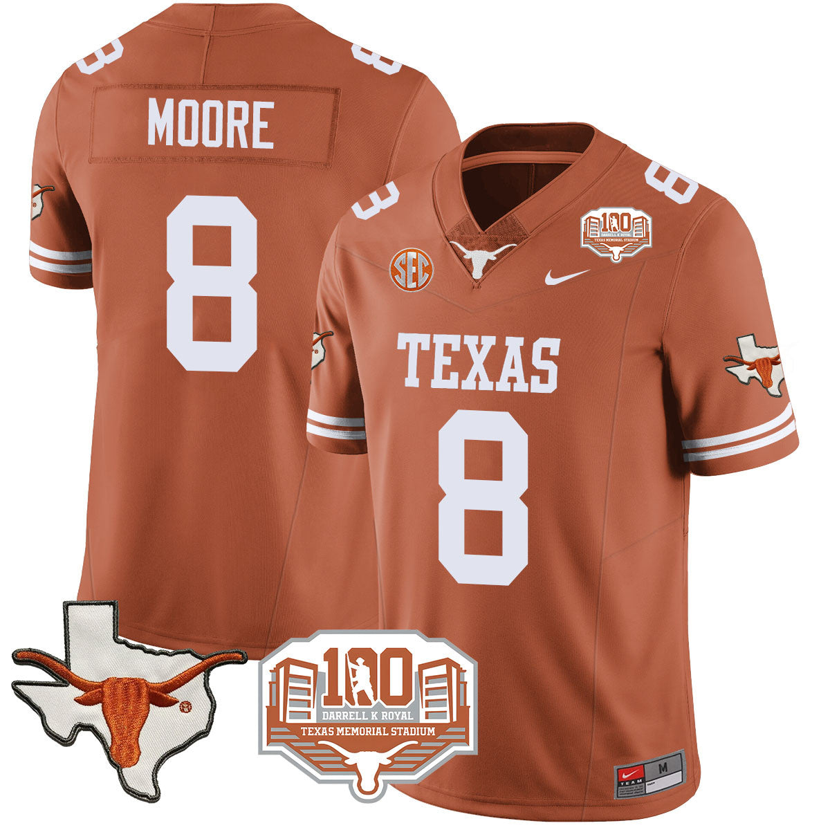 Texas Longhorns 2024 Vapor Jersey - 100 years of Darrell K Royal - All Stitched