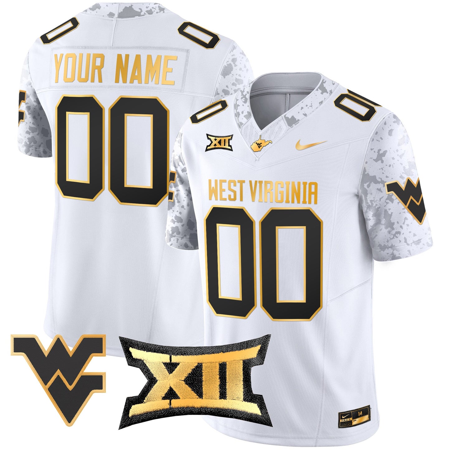 West Virginia Mountaineers 2024 Gold Vapor Limited Custom Jersey - All Stitched