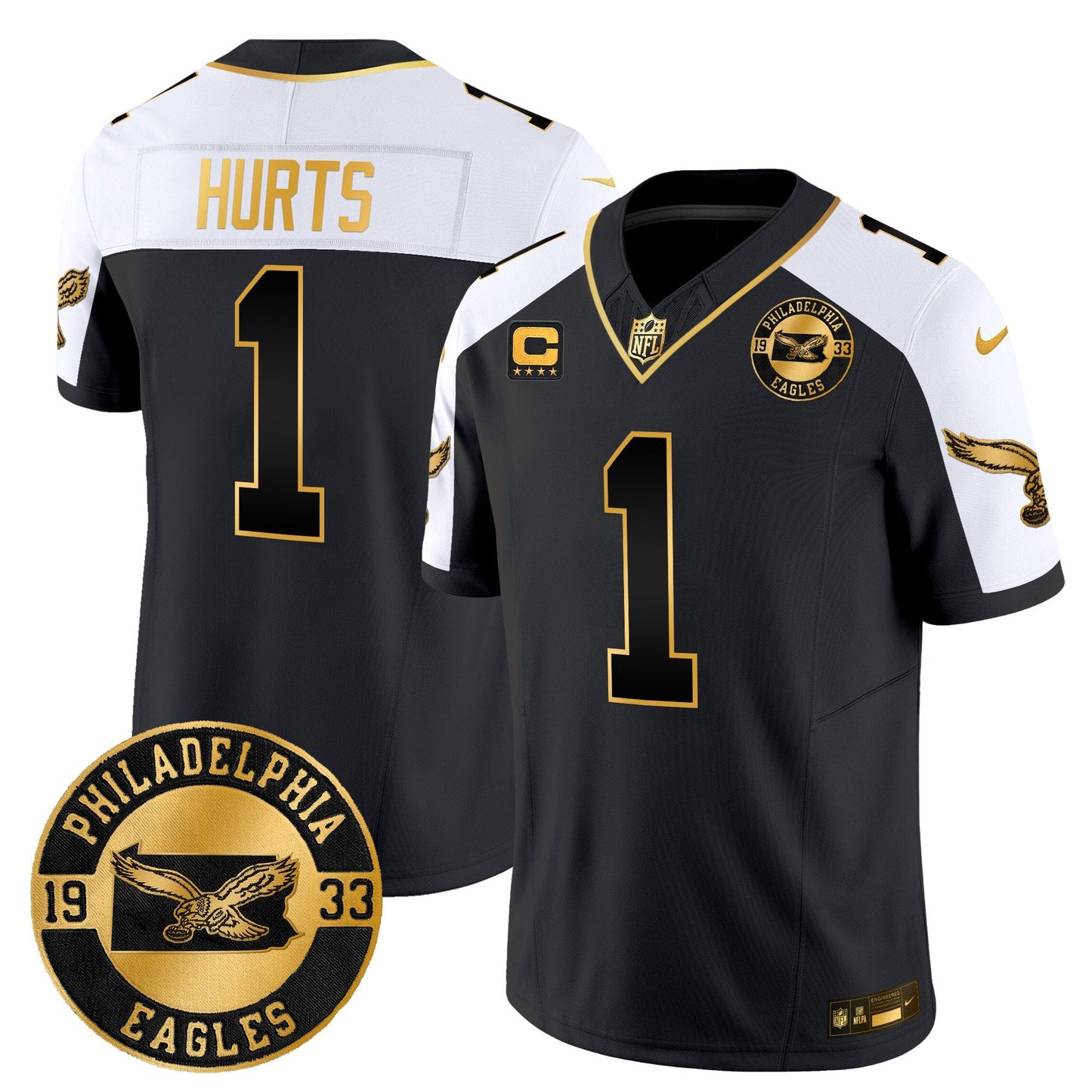 Philadelphia Eagles 2024 Throwback Gold Vapor Limited Jersey - Est. 1933 Patch - All Stitched