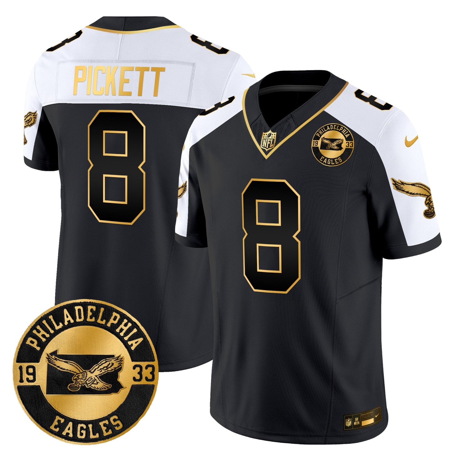 Philadelphia Eagles 2024 Throwback Gold Vapor Limited Jersey - Est. 1933 Patch - All Stitched