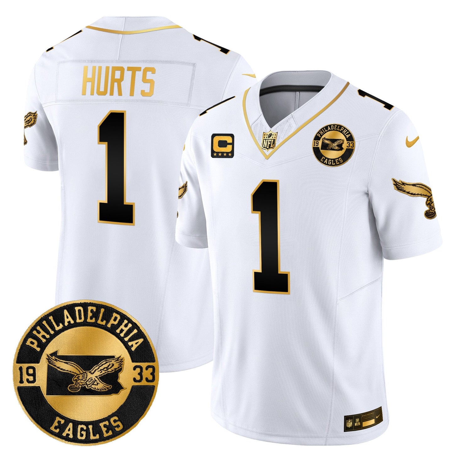 Philadelphia Eagles 2024 Throwback Gold Vapor Limited Jersey - Est. 1933 Patch - All Stitched