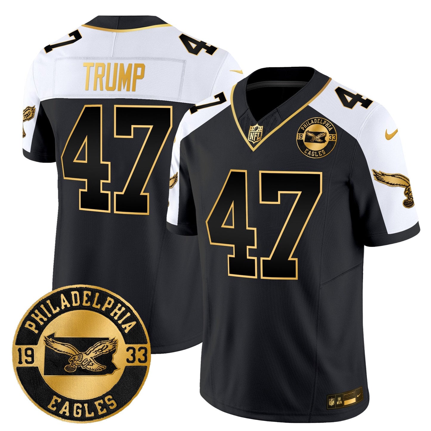 Philadelphia Eagles 2024 Throwback Gold Vapor Limited Jersey - Est. 1933 Patch - All Stitched