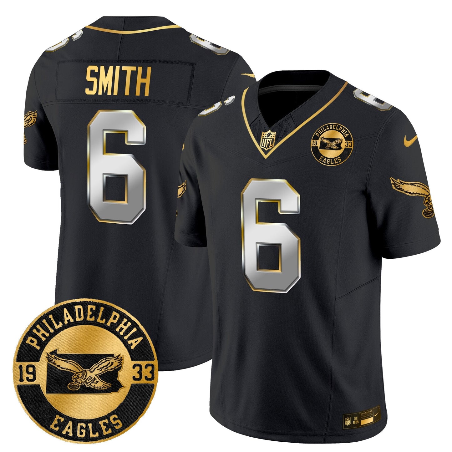 Philadelphia Eagles 2024 Throwback Gold Vapor Limited Jersey - Est. 1933 Patch - All Stitched