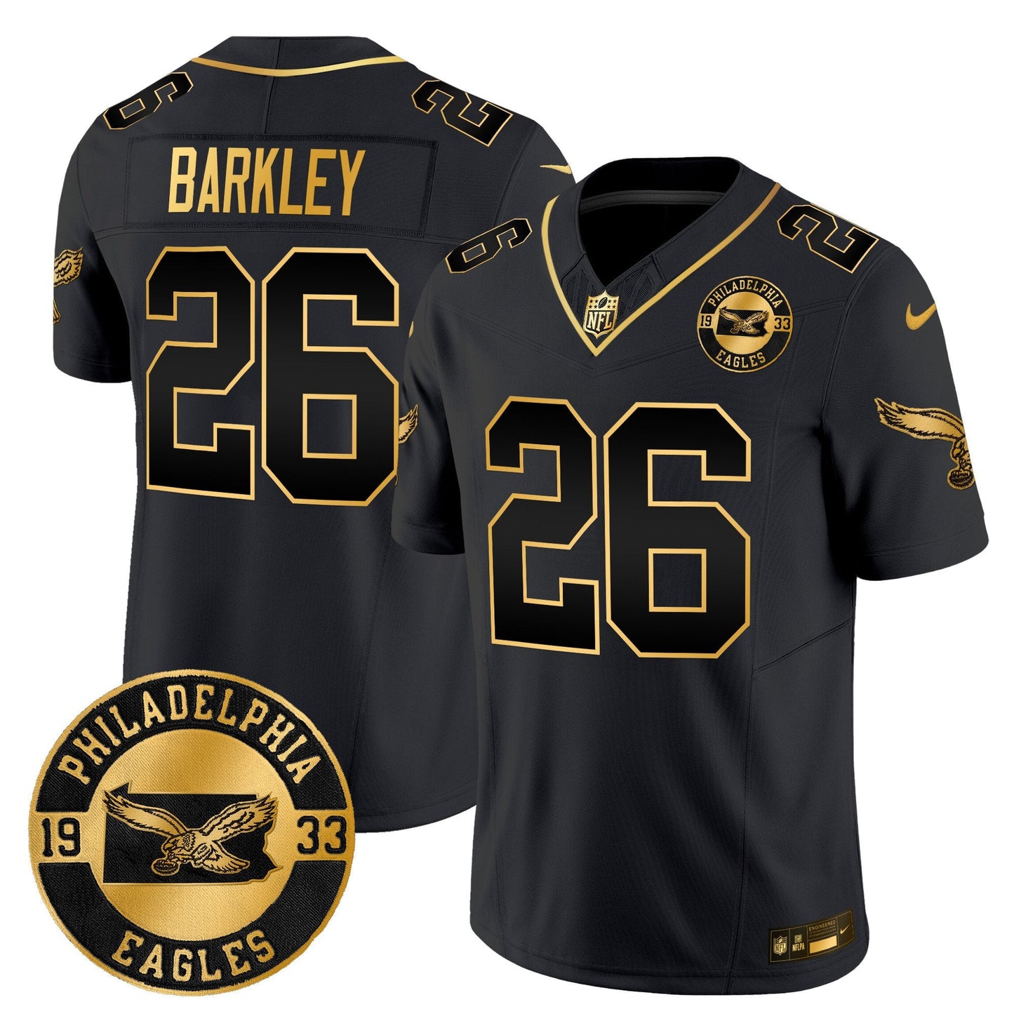 Philadelphia Eagles 2024 Throwback Gold Vapor Limited Jersey - Est. 1933 Patch - All Stitched