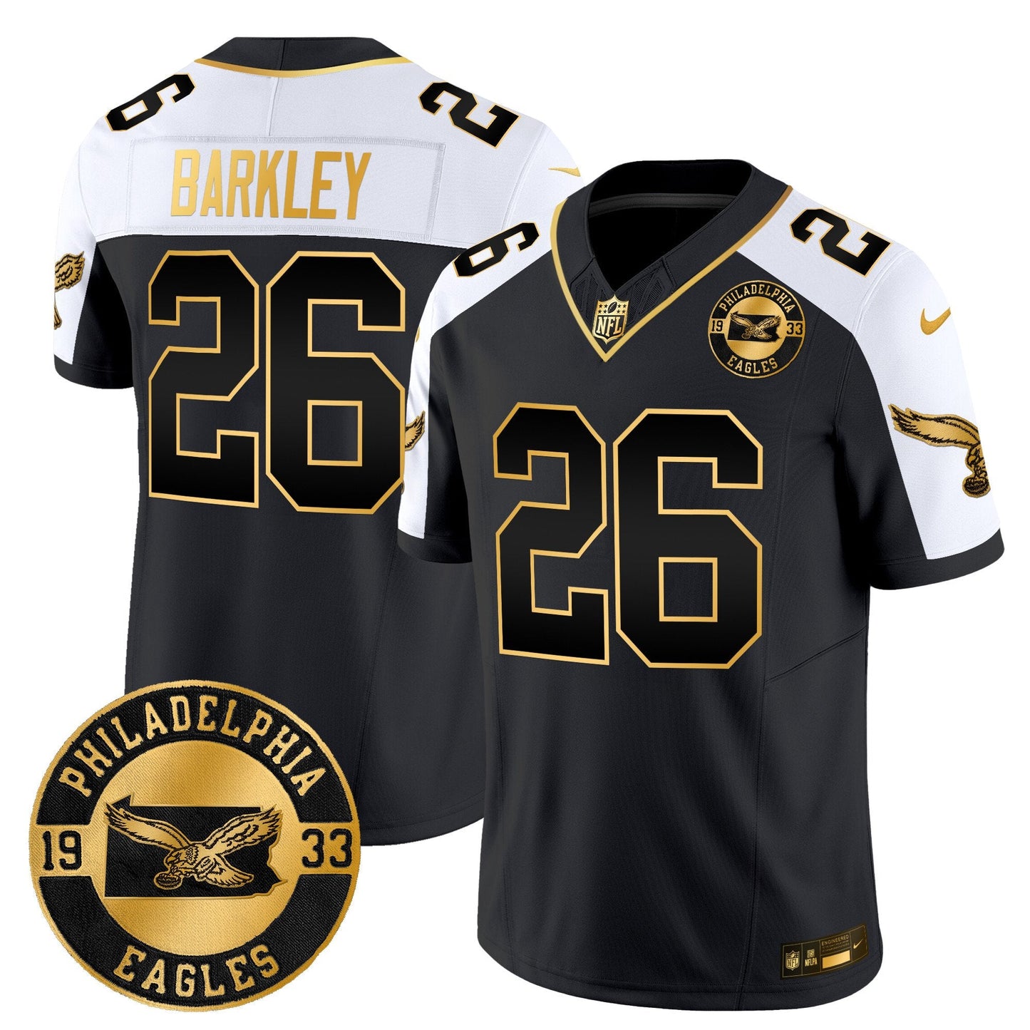 Philadelphia Eagles 2024 Throwback Gold Vapor Limited Jersey - Est. 1933 Patch - All Stitched