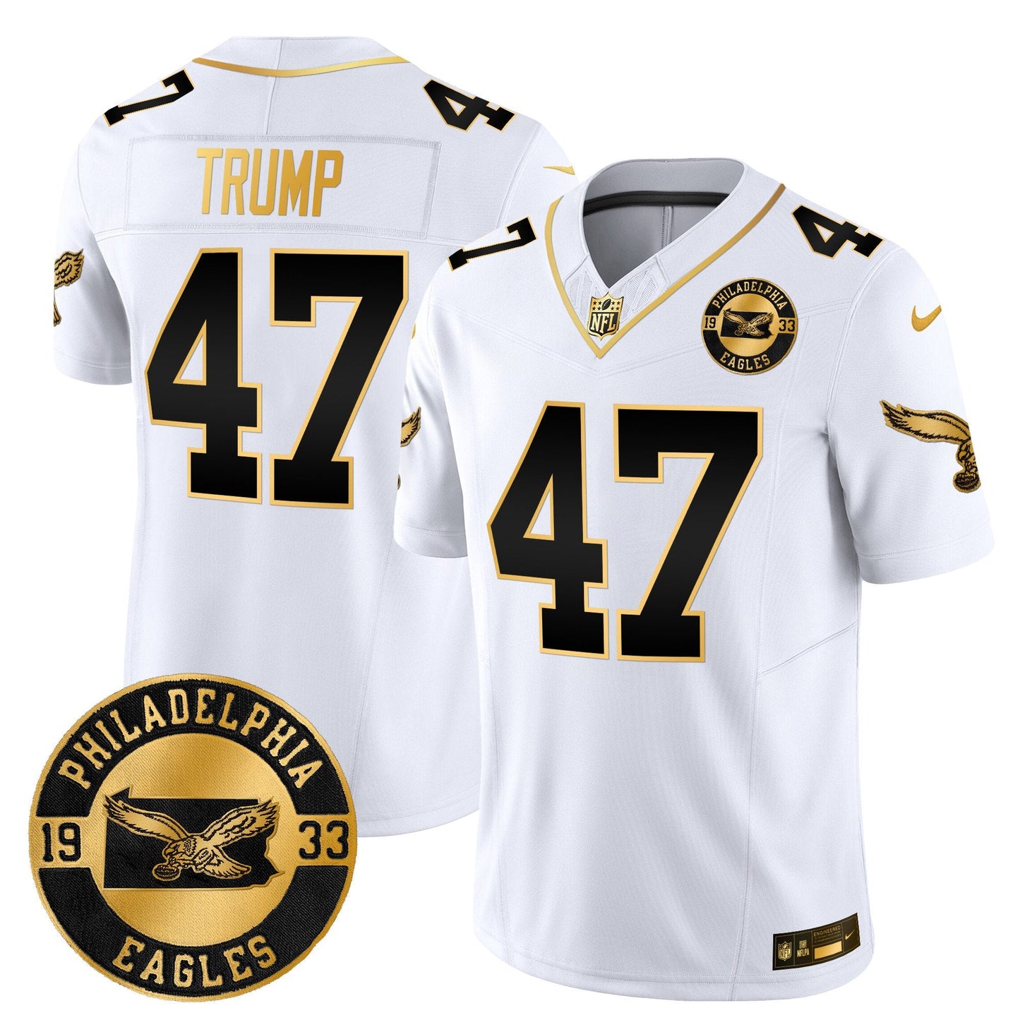 Philadelphia Eagles 2024 Throwback Gold Vapor Limited Jersey - Est. 1933 Patch - All Stitched