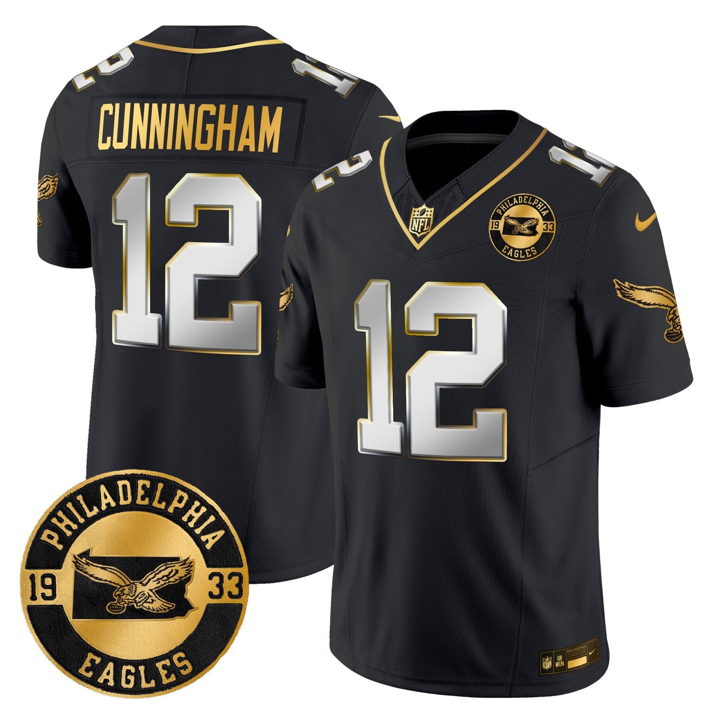 Philadelphia Eagles 2024 Throwback Gold Vapor Limited Jersey - Est. 1933 Patch - All Stitched
