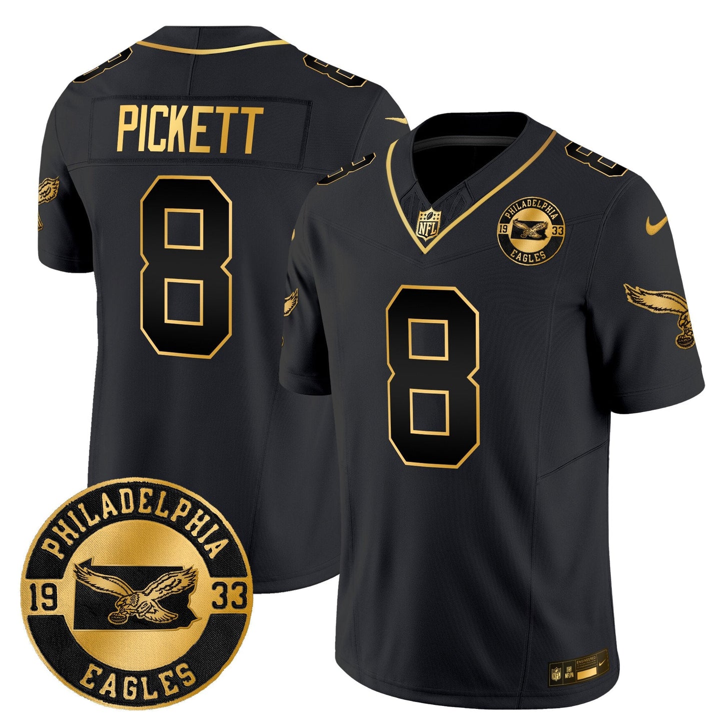Philadelphia Eagles 2024 Throwback Gold Vapor Limited Jersey - Est. 1933 Patch - All Stitched