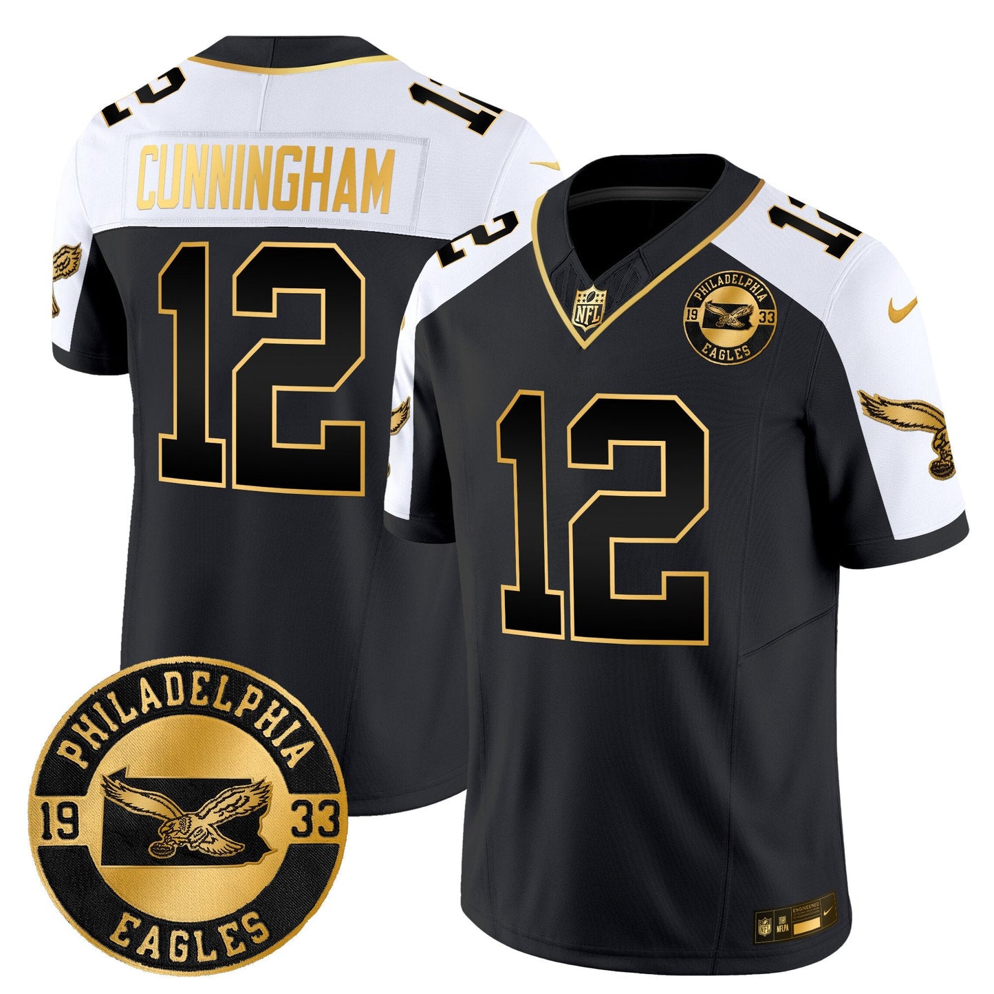 Philadelphia Eagles 2024 Throwback Gold Vapor Limited Jersey - Est. 1933 Patch - All Stitched