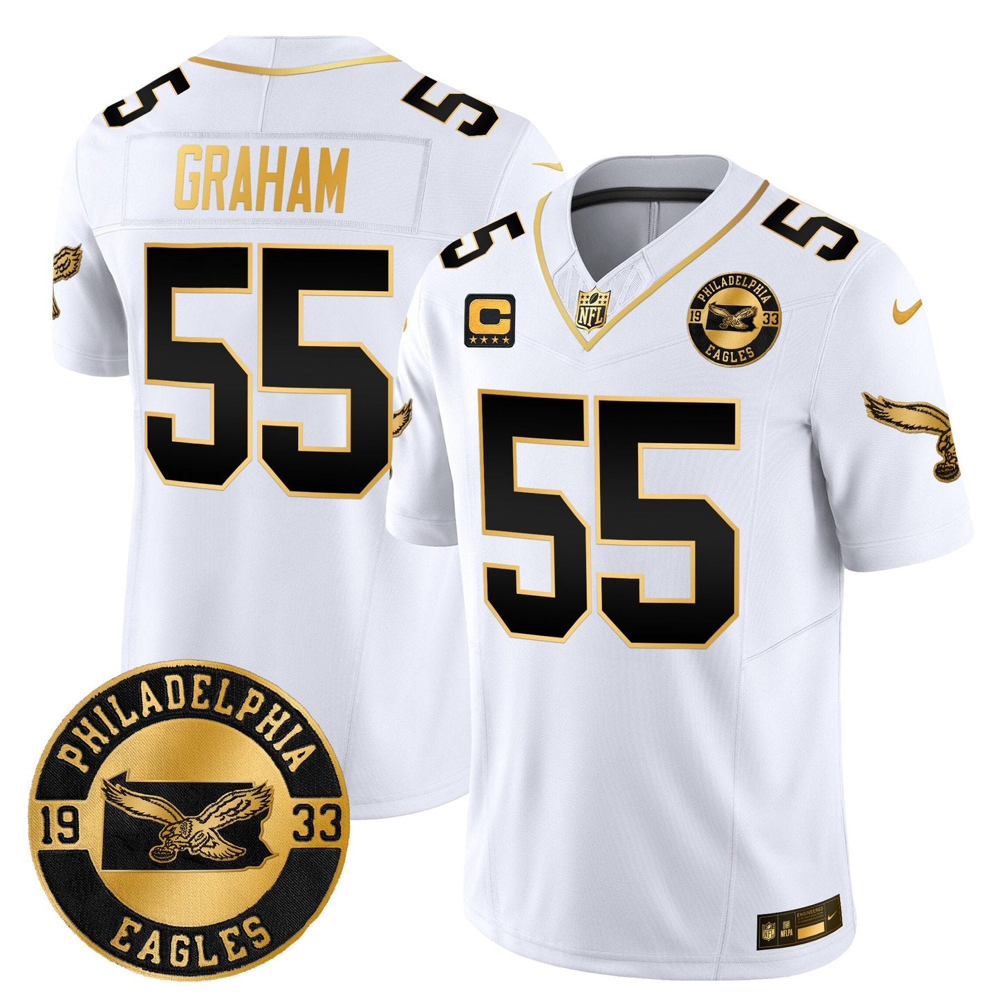 Philadelphia Eagles 2024 Throwback Gold Vapor Limited Jersey - Est. 1933 Patch - All Stitched