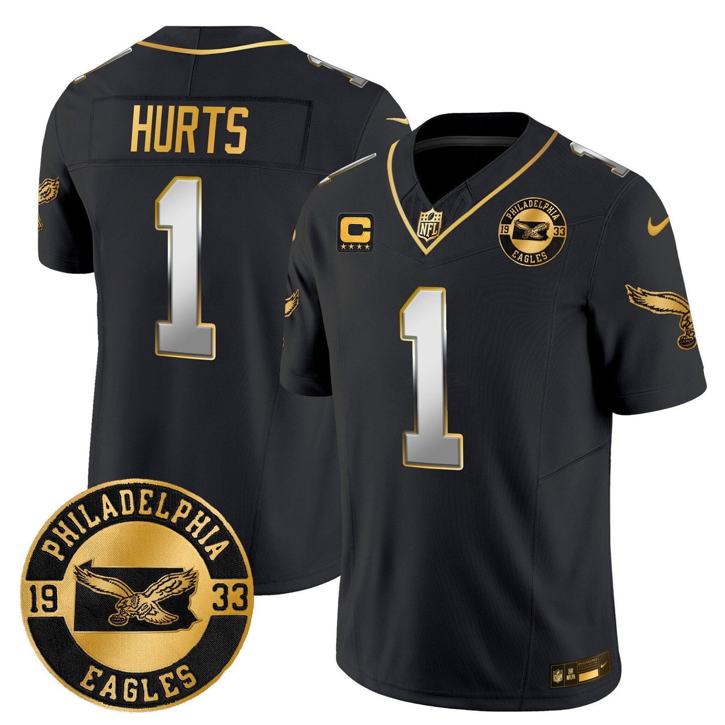 Philadelphia Eagles 2024 Throwback Gold Vapor Limited Jersey - Est. 1933 Patch - All Stitched