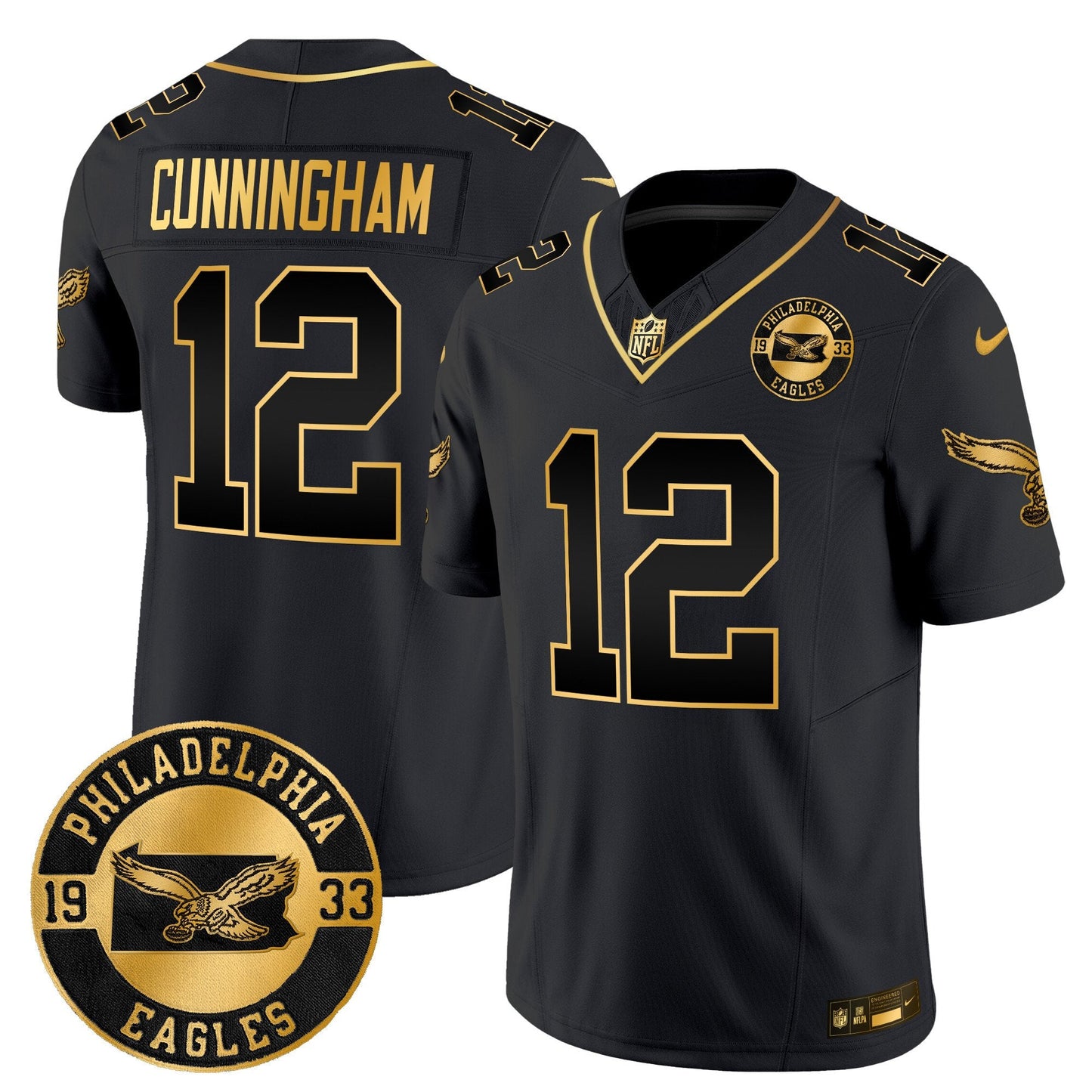 Philadelphia Eagles 2024 Throwback Gold Vapor Limited Jersey - Est. 1933 Patch - All Stitched