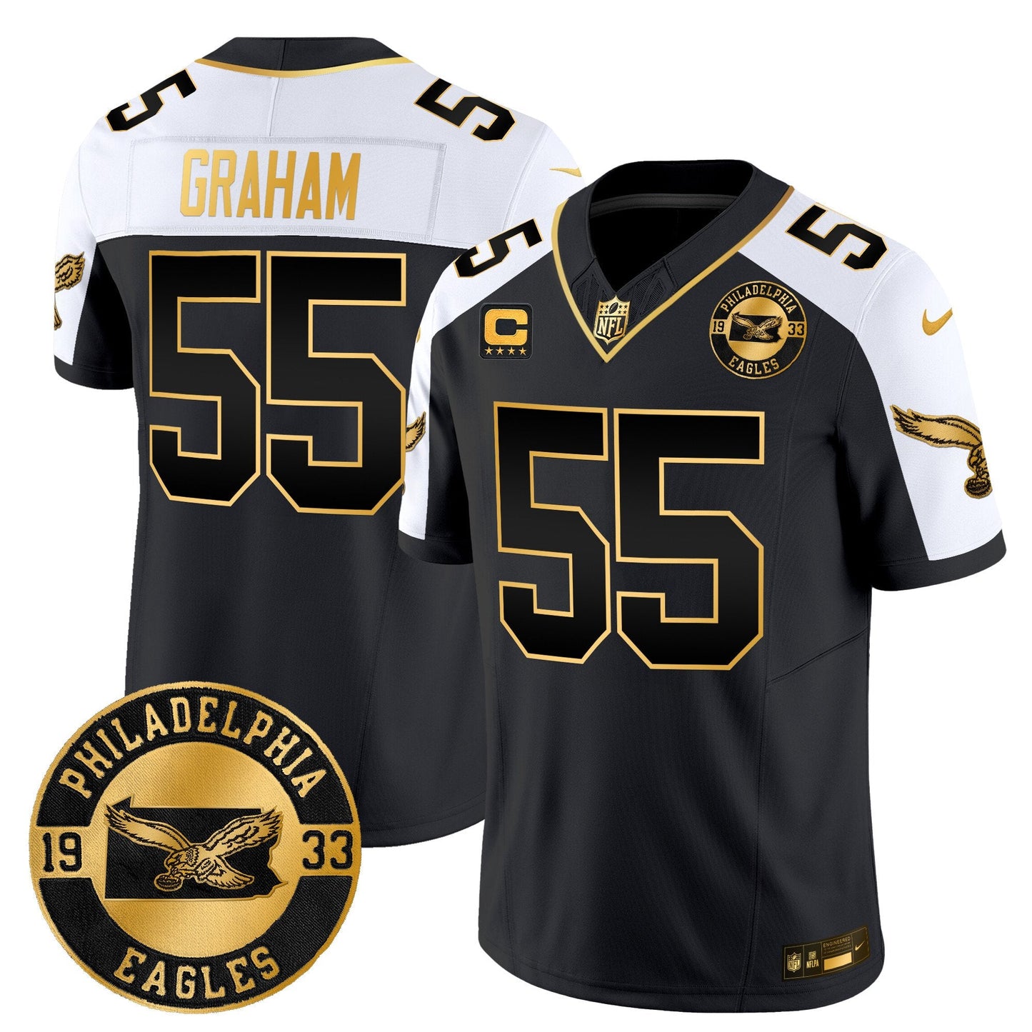 Philadelphia Eagles 2024 Throwback Gold Vapor Limited Jersey - Est. 1933 Patch - All Stitched