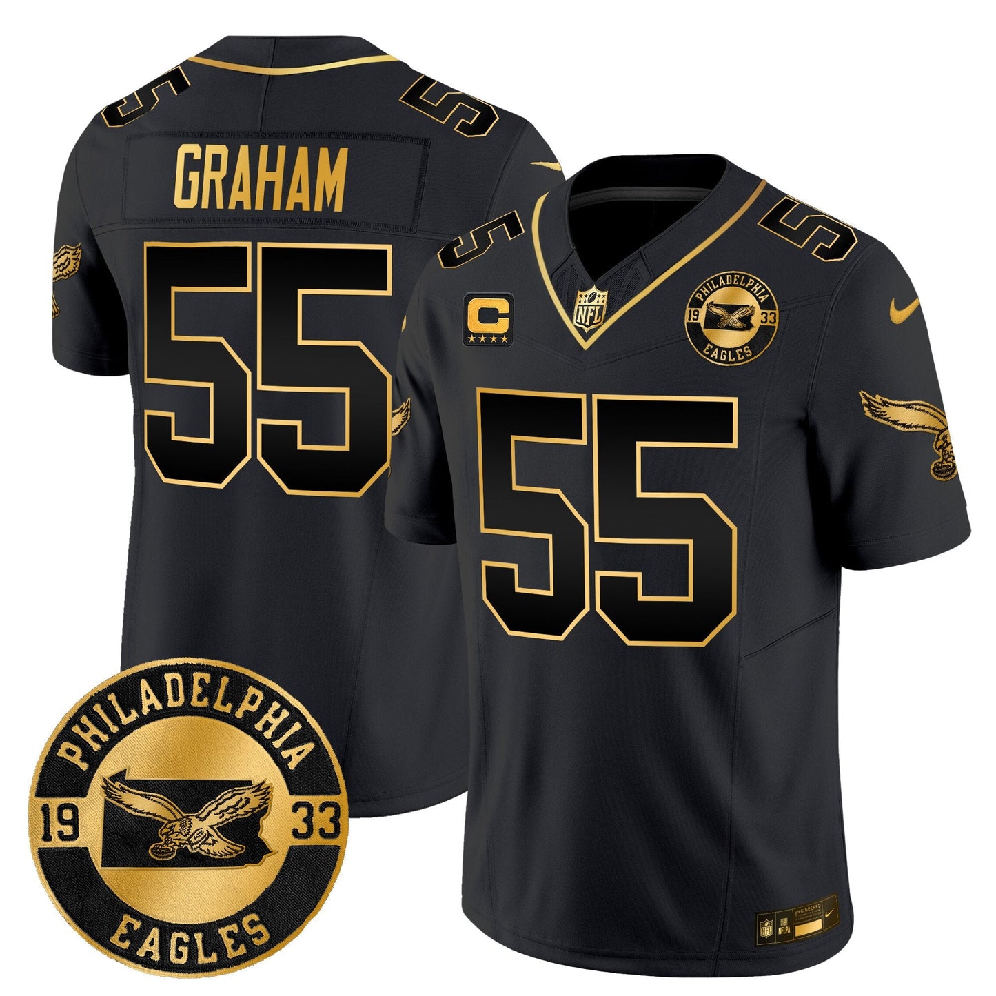 Philadelphia Eagles 2024 Throwback Gold Vapor Limited Jersey - Est. 1933 Patch - All Stitched