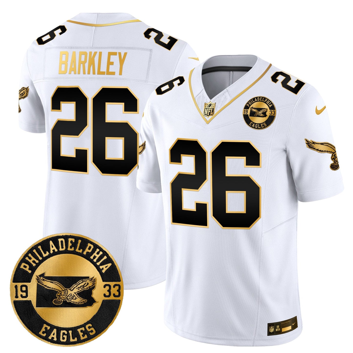 Philadelphia Eagles 2024 Throwback Gold Vapor Limited Jersey - Est. 1933 Patch - All Stitched