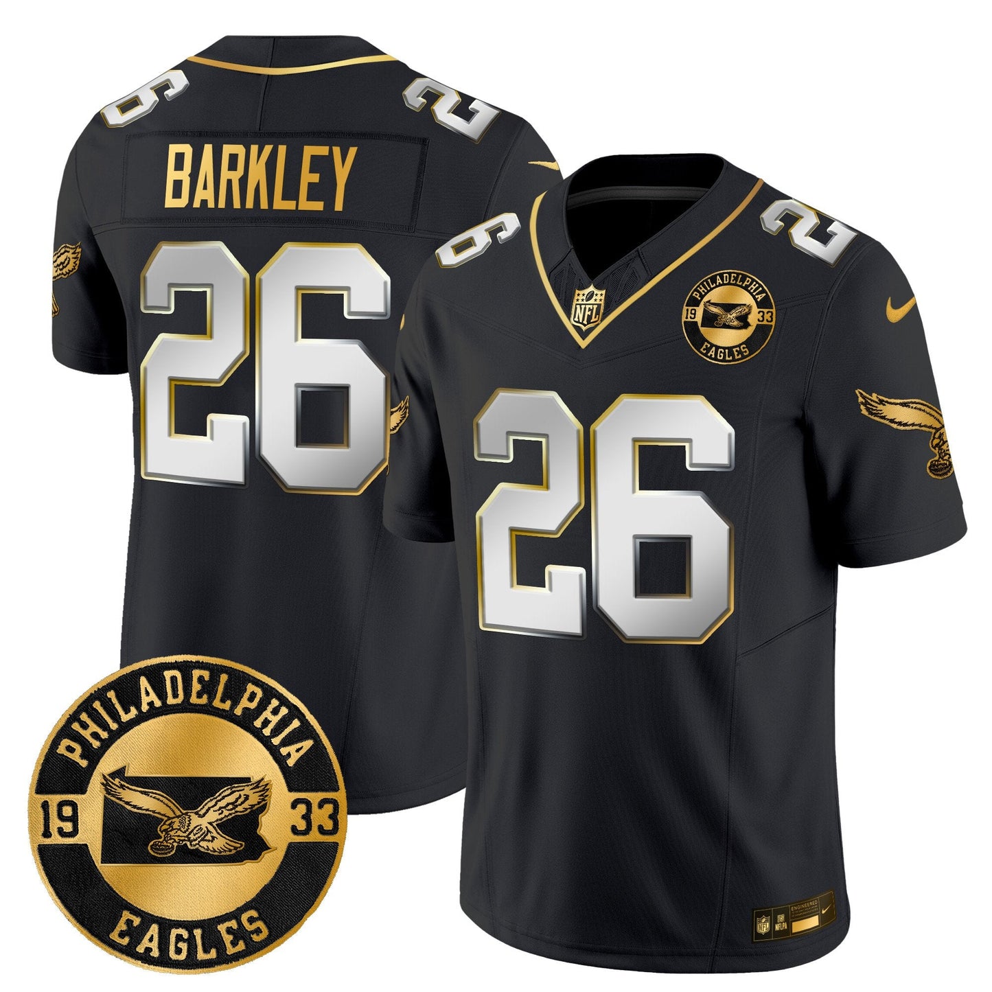 Philadelphia Eagles 2024 Throwback Gold Vapor Limited Jersey - Est. 1933 Patch - All Stitched