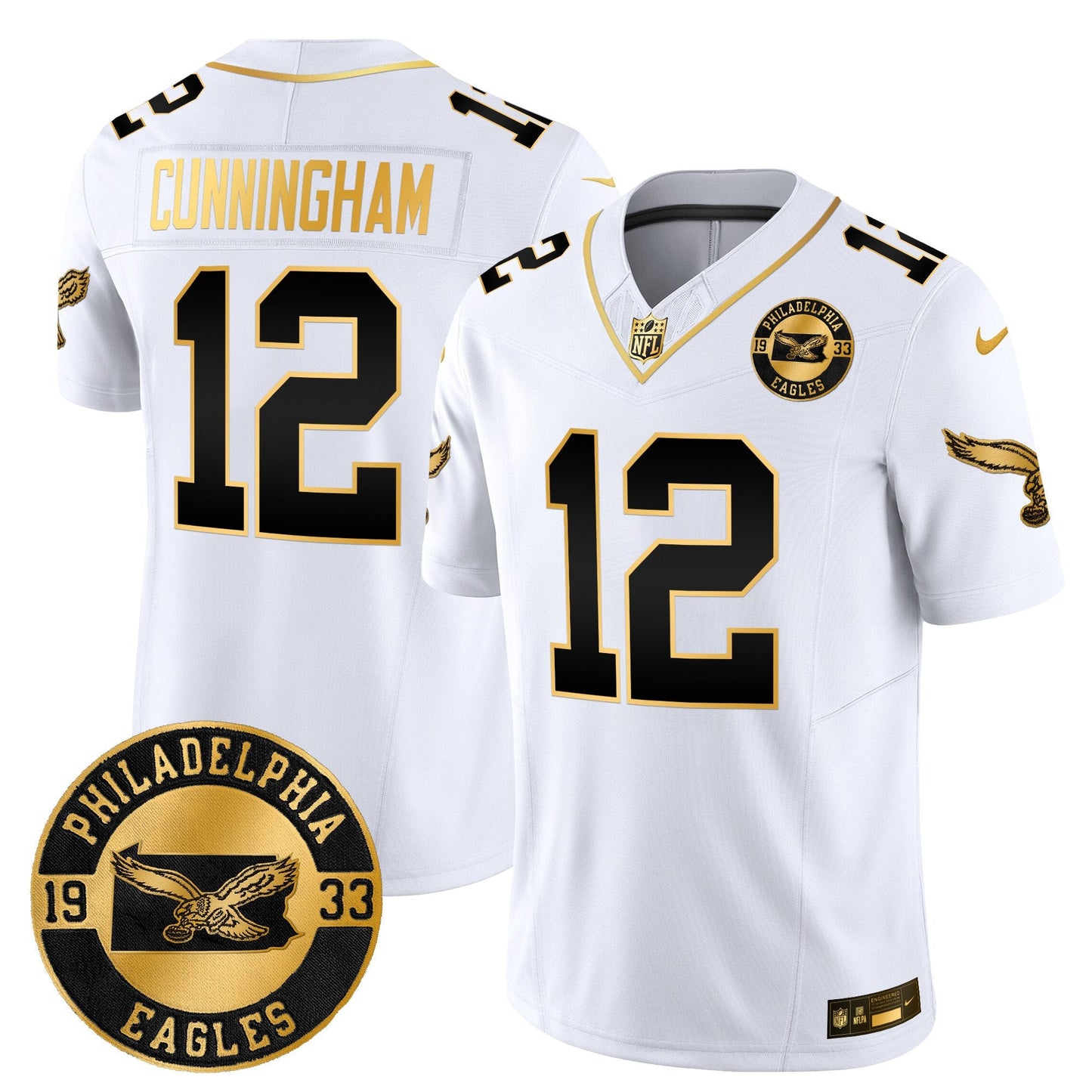 Philadelphia Eagles 2024 Throwback Gold Vapor Limited Jersey - Est. 1933 Patch - All Stitched