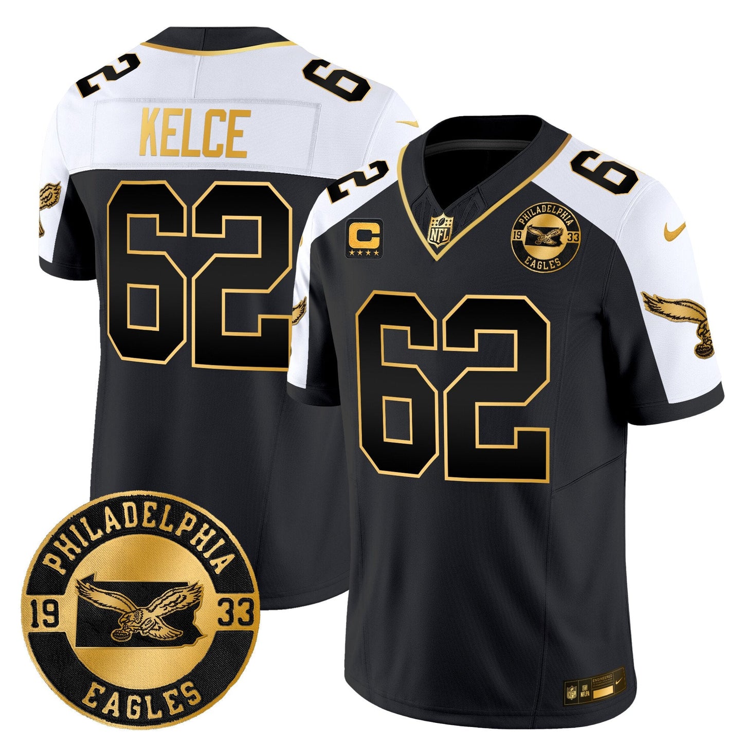Philadelphia Eagles 2024 Throwback Gold Vapor Limited Jersey - Est. 1933 Patch - All Stitched