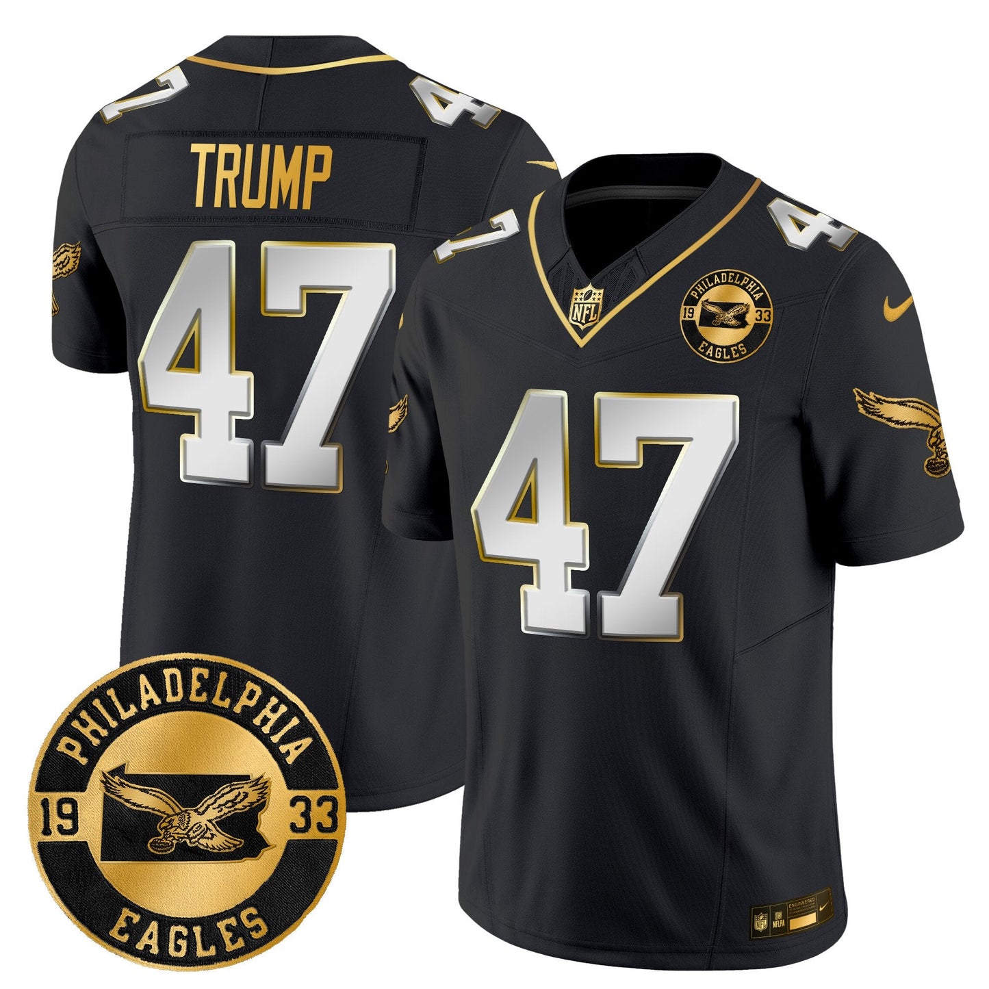 Philadelphia Eagles 2024 Throwback Gold Vapor Limited Jersey - Est. 1933 Patch - All Stitched
