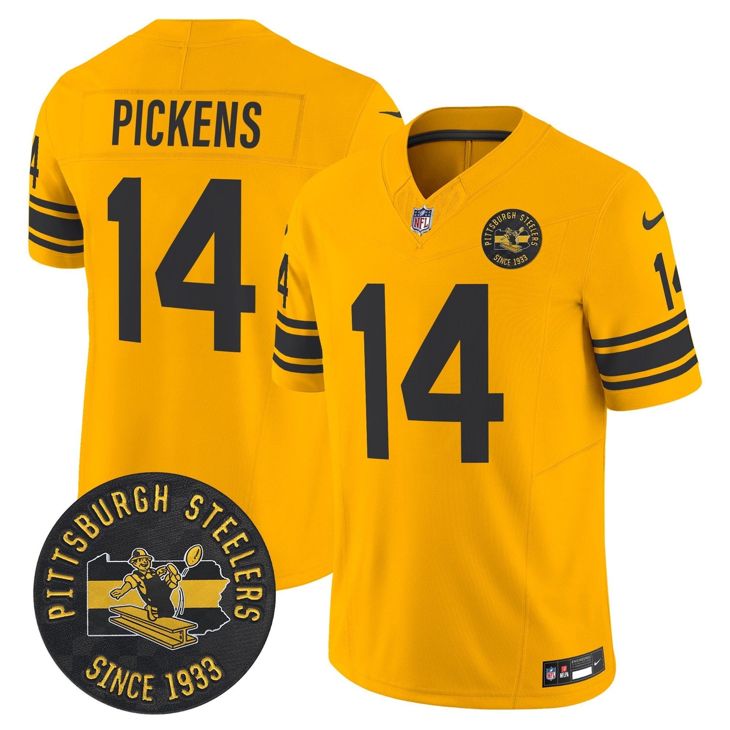 Pittsburgh Steelers Throwback 1962 Vapor Limited Jersey - Est. 1933 Patch - All Stitched