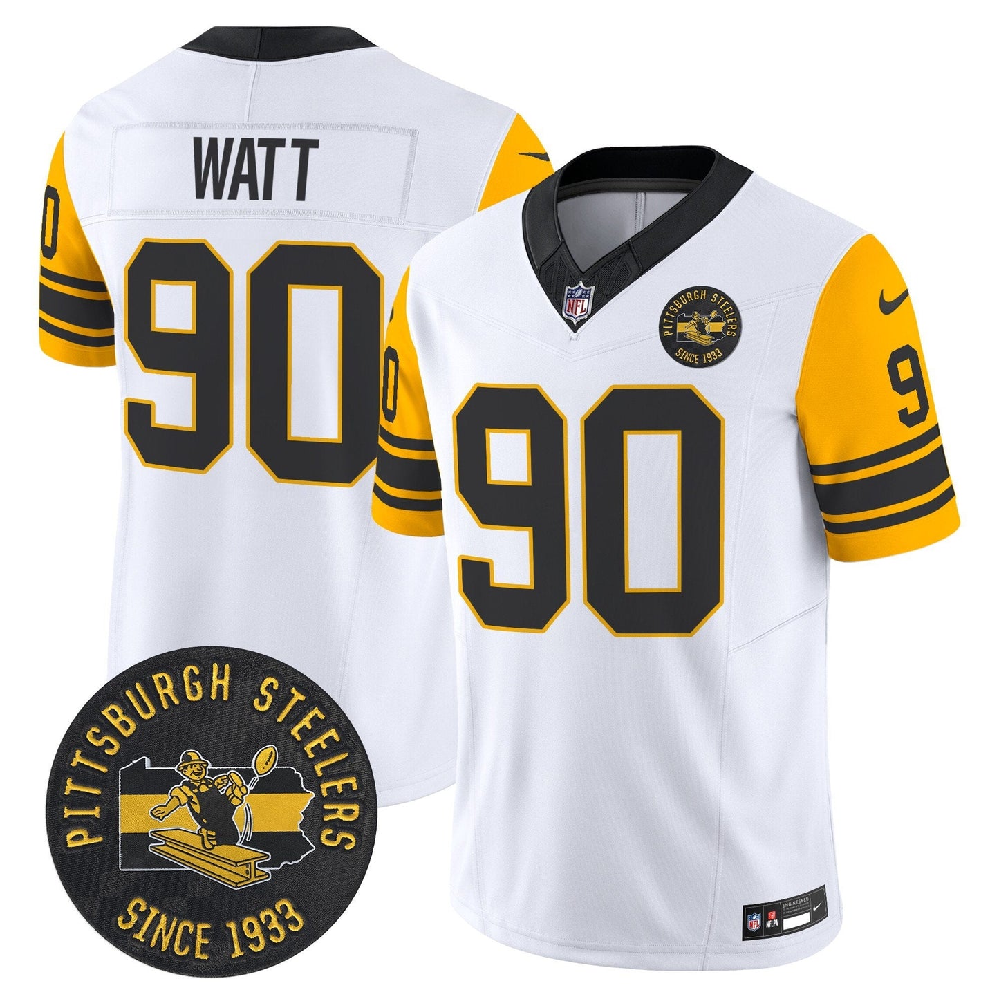 Pittsburgh Steelers Throwback 1962 Vapor Limited Jersey - Est. 1933 Patch - All Stitched