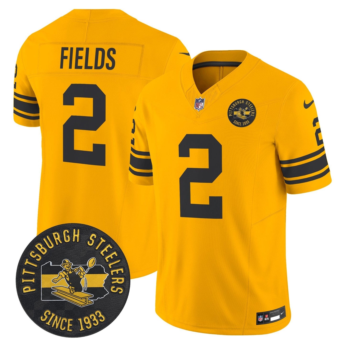 Pittsburgh Steelers Throwback 1962 Vapor Limited Jersey - Est. 1933 Patch - All Stitched