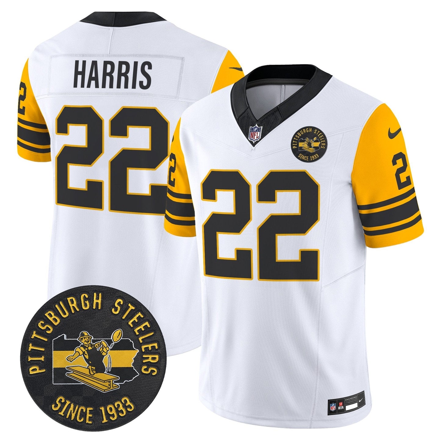 Pittsburgh Steelers Throwback 1962 Vapor Limited Jersey - Est. 1933 Patch - All Stitched