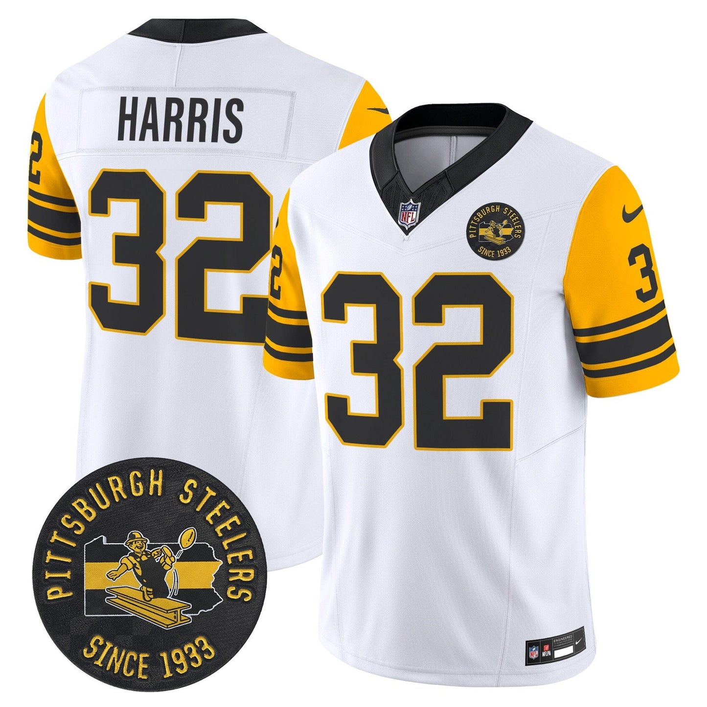 Pittsburgh Steelers Throwback 1962 Vapor Limited Jersey - Est. 1933 Patch - All Stitched