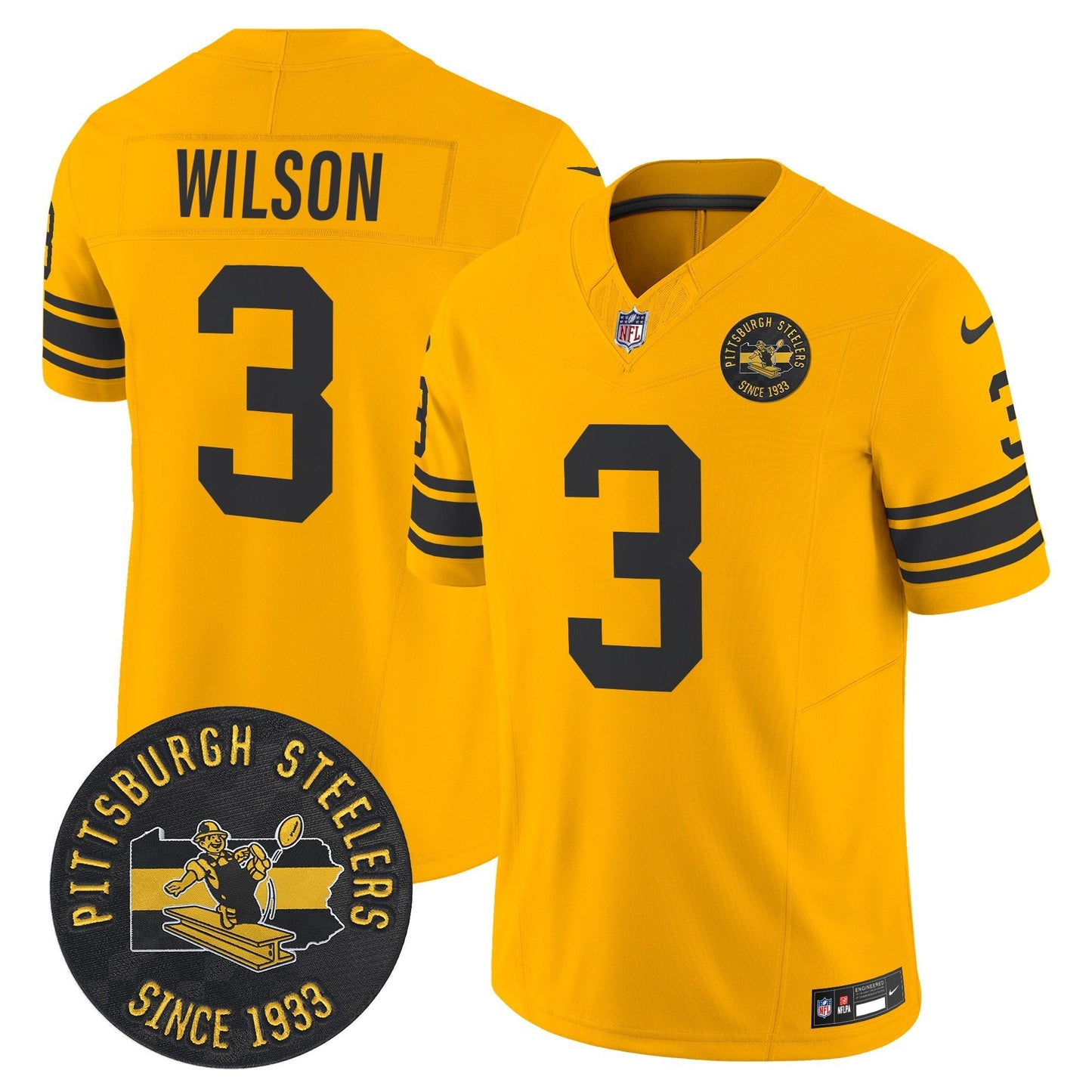 Pittsburgh Steelers Throwback 1962 Vapor Limited Jersey - Est. 1933 Patch - All Stitched