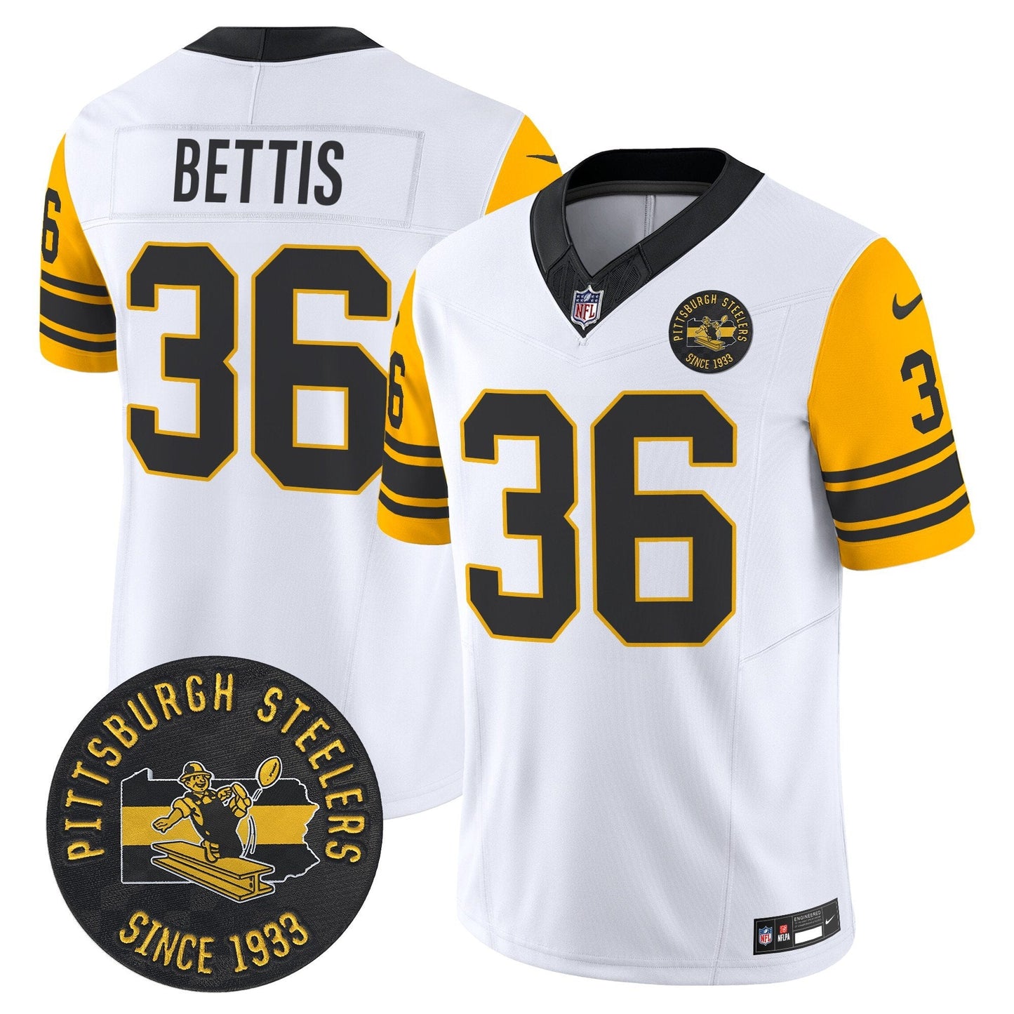 Pittsburgh Steelers Throwback 1962 Vapor Limited Jersey - Est. 1933 Patch - All Stitched
