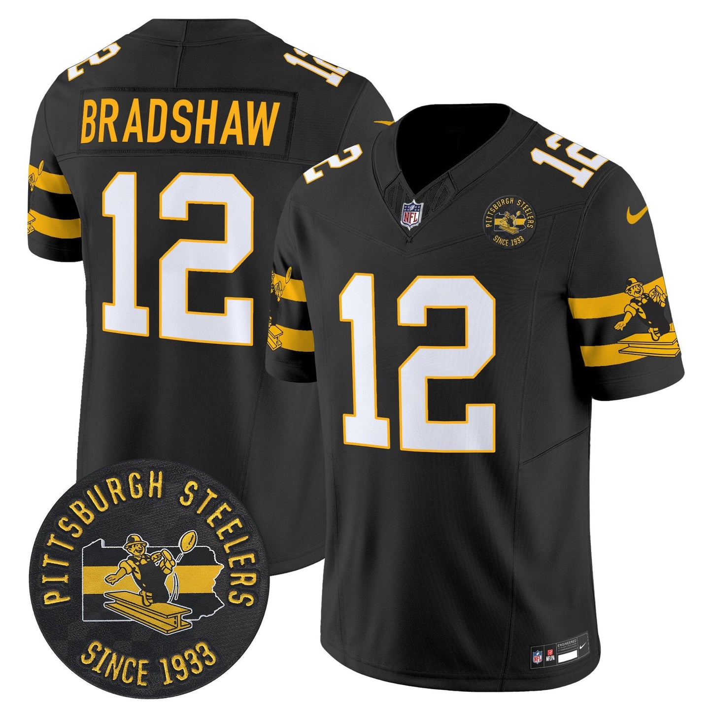 Pittsburgh Steelers Throwback 1933 Patch Vapor Limited Jersey - All Stitched