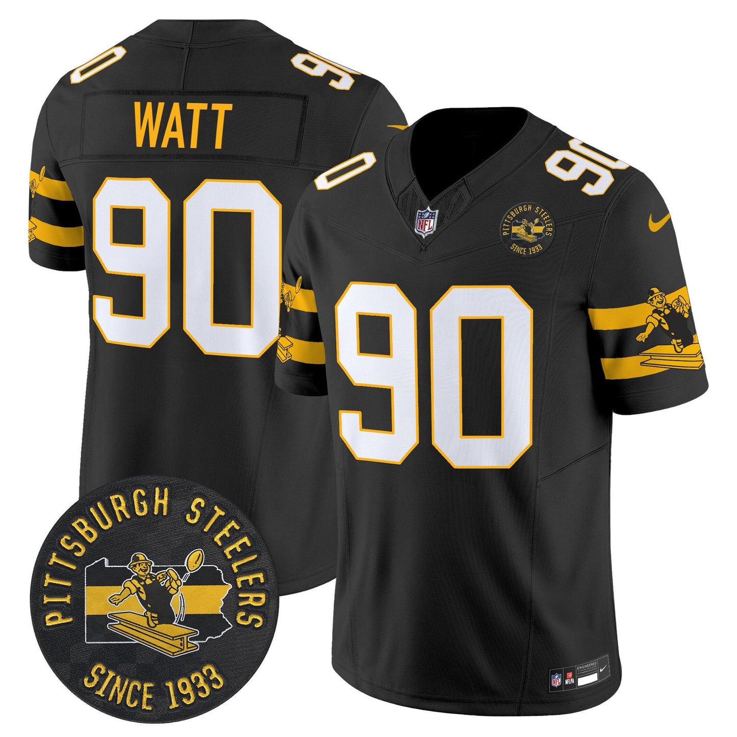 Pittsburgh Steelers Throwback 1933 Patch Vapor Limited Jersey - All Stitched