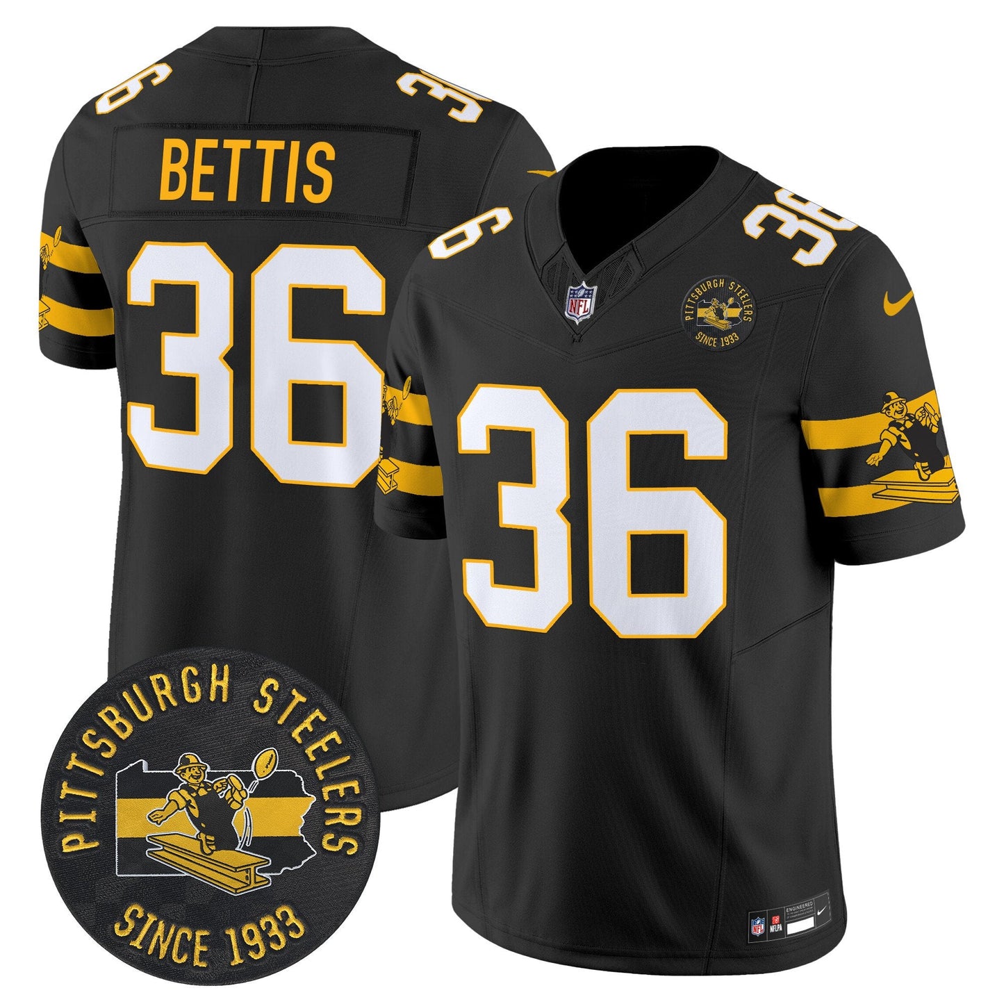Pittsburgh Steelers Throwback 1933 Patch Vapor Limited Jersey - All Stitched