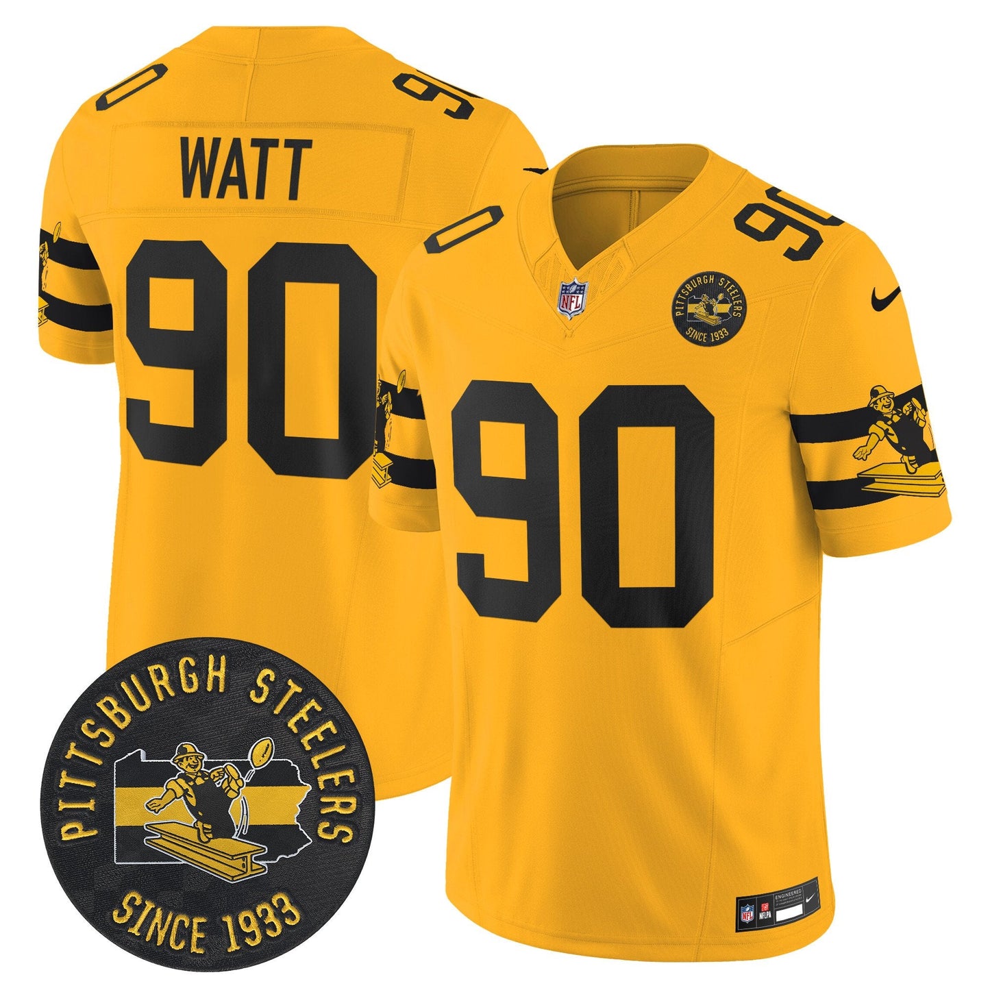 Pittsburgh Steelers Throwback 1933 Patch Vapor Limited Jersey - All Stitched