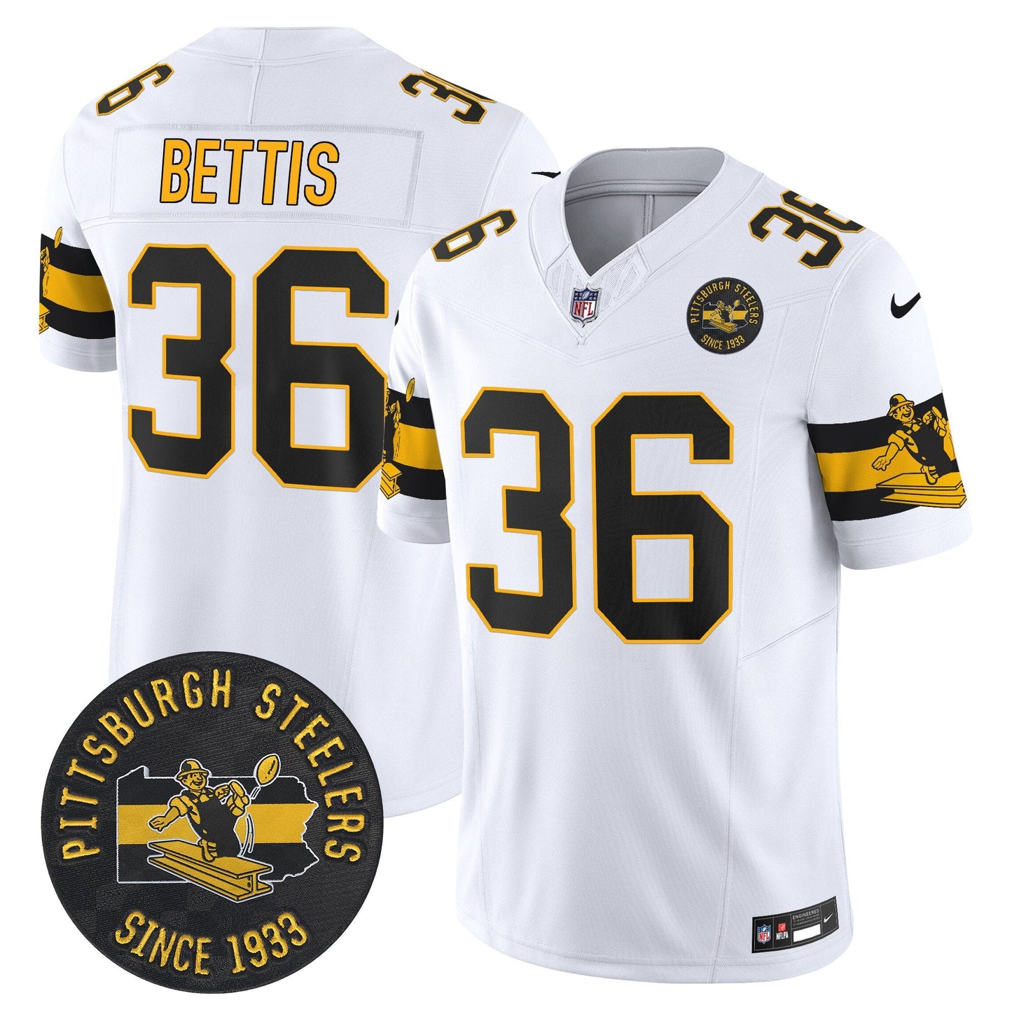 Pittsburgh Steelers Throwback 1933 Patch Vapor Limited Jersey - All Stitched
