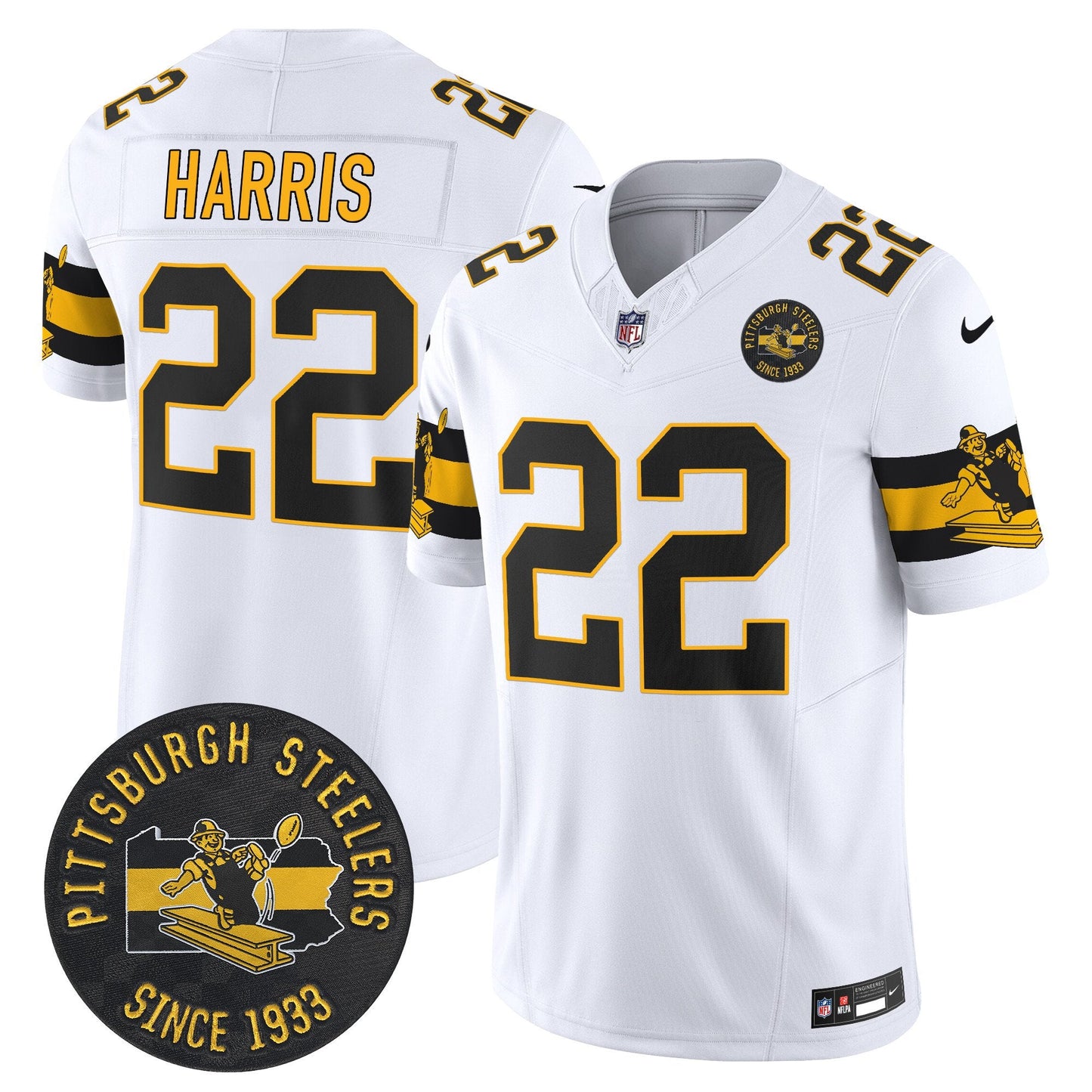 Pittsburgh Steelers Throwback 1933 Patch Vapor Limited Jersey - All Stitched
