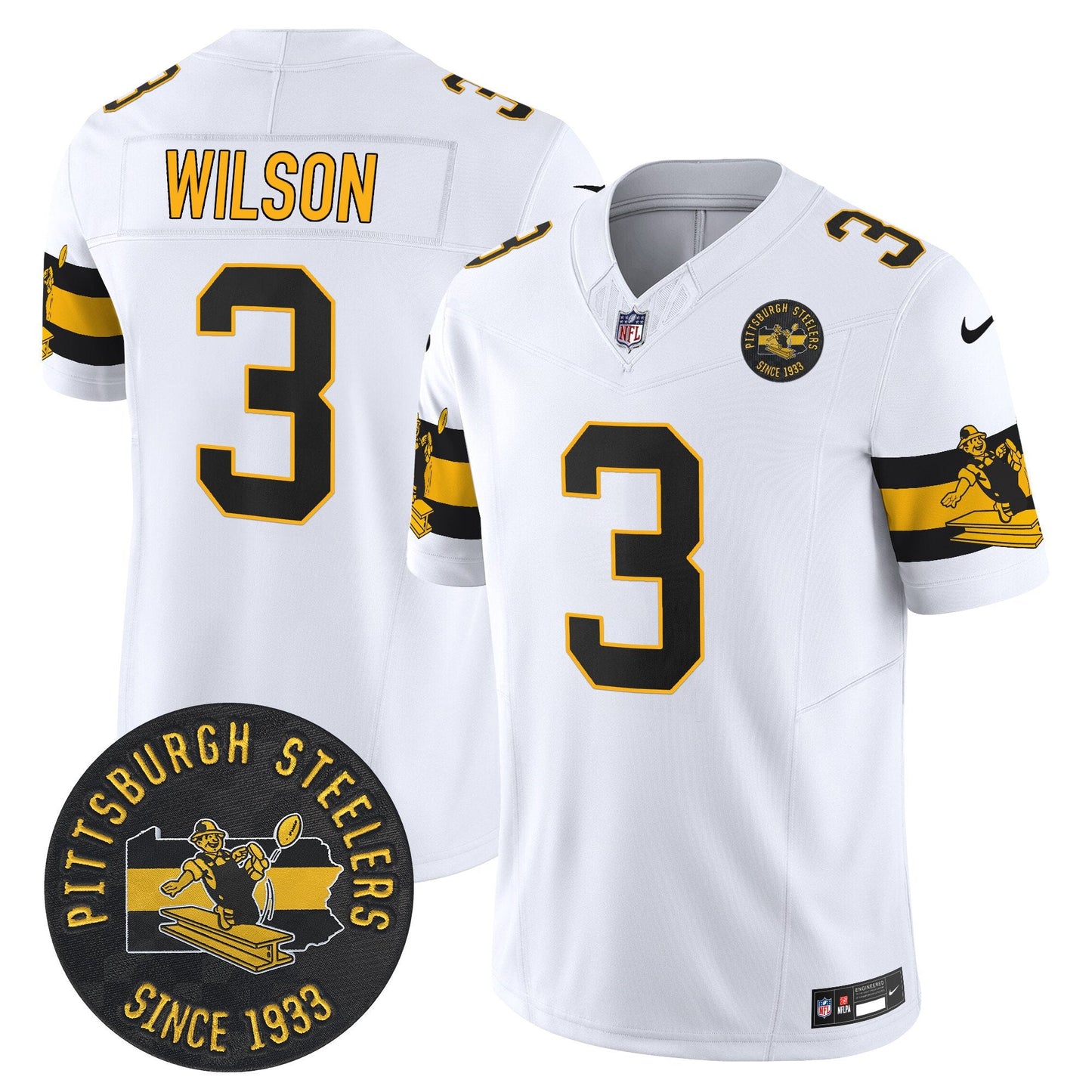 Pittsburgh Steelers Throwback 1933 Patch Vapor Limited Jersey - All Stitched
