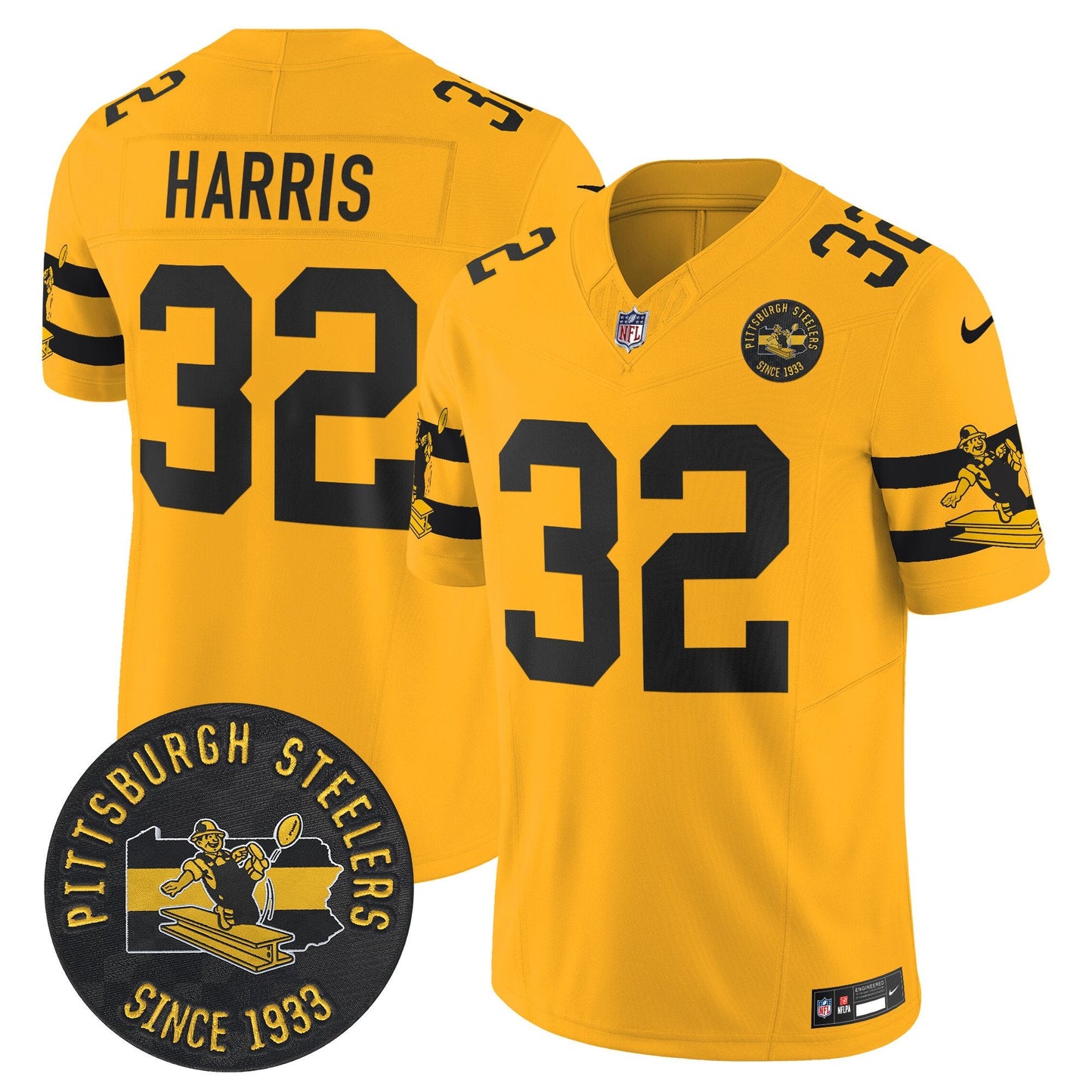 Pittsburgh Steelers Throwback 1933 Patch Vapor Limited Jersey - All Stitched