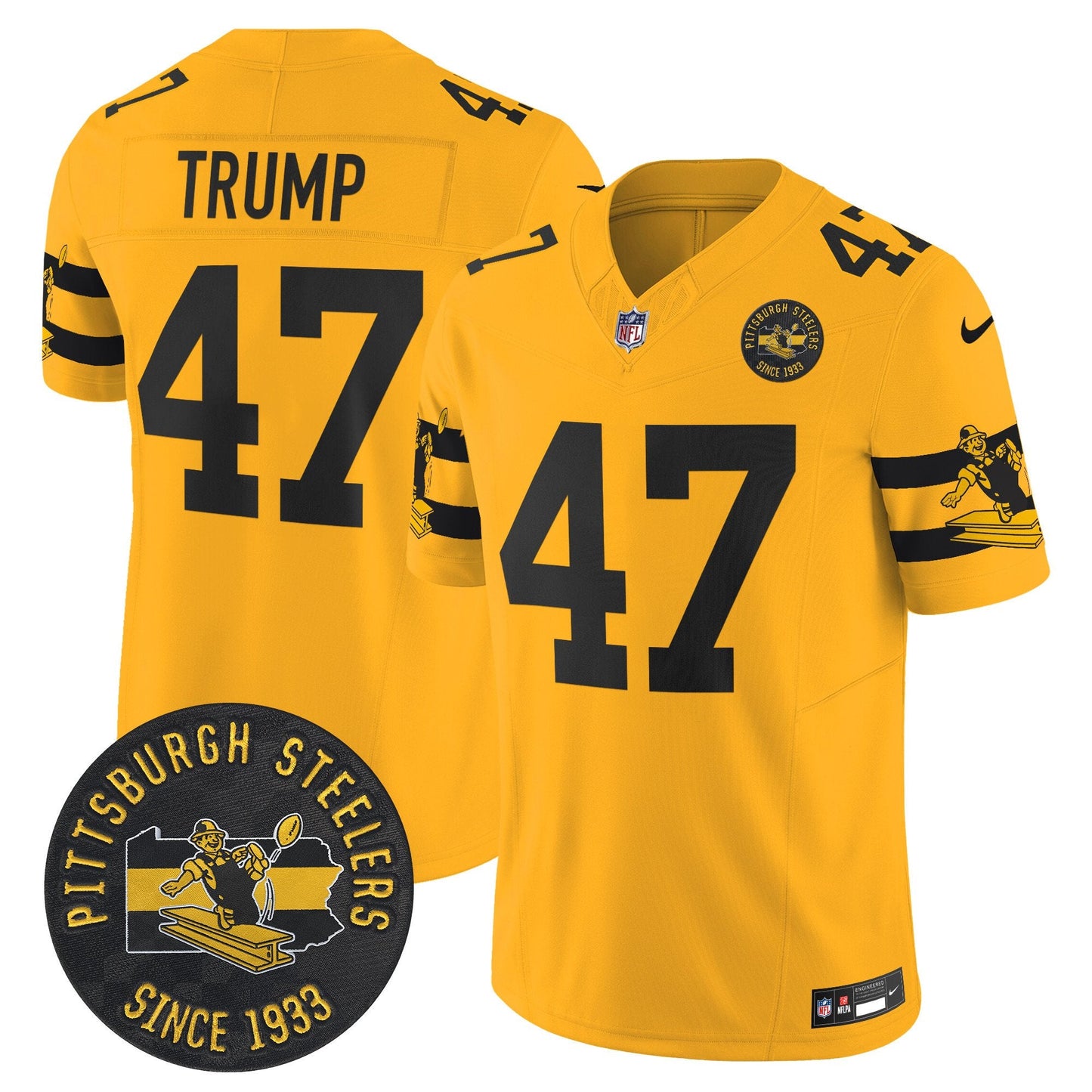 Pittsburgh Steelers Throwback 1933 Patch Vapor Limited Jersey - All Stitched