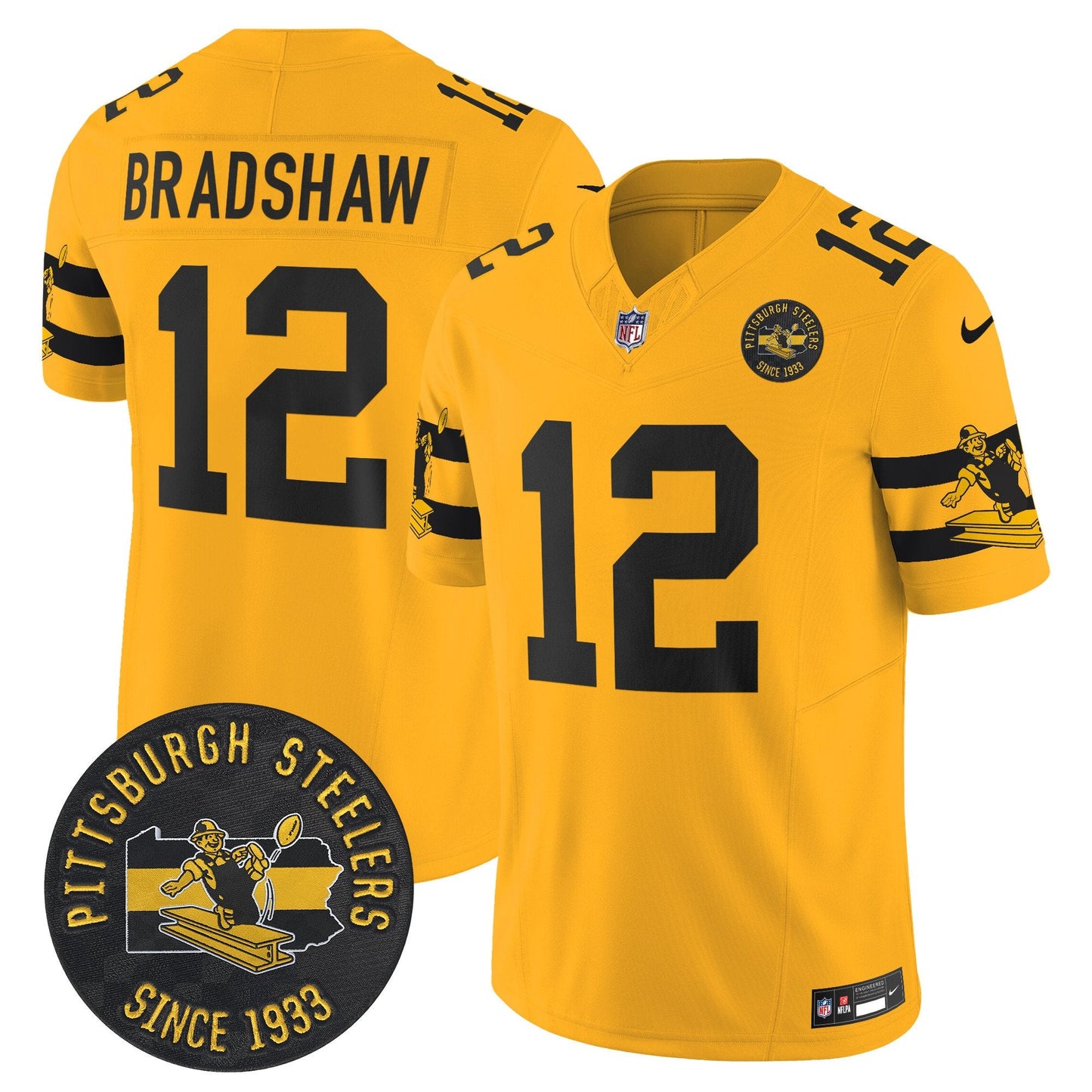 Pittsburgh Steelers Throwback 1933 Patch Vapor Limited Jersey - All Stitched