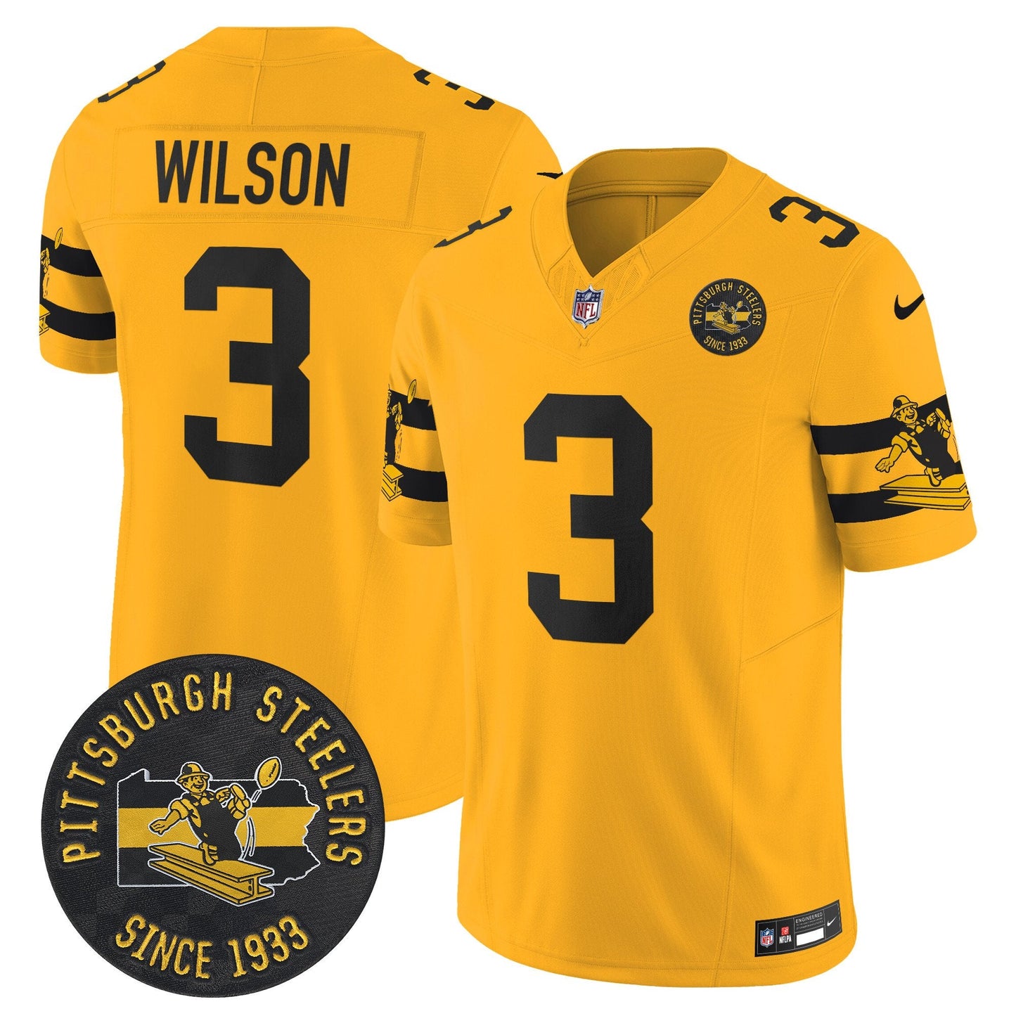 Pittsburgh Steelers Throwback 1933 Patch Vapor Limited Jersey - All Stitched