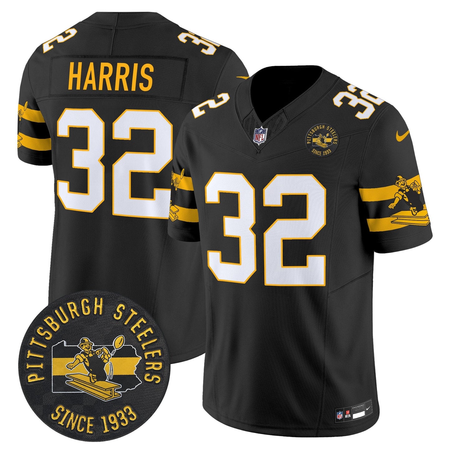 Pittsburgh Steelers Throwback 1933 Patch Vapor Limited Jersey - All Stitched