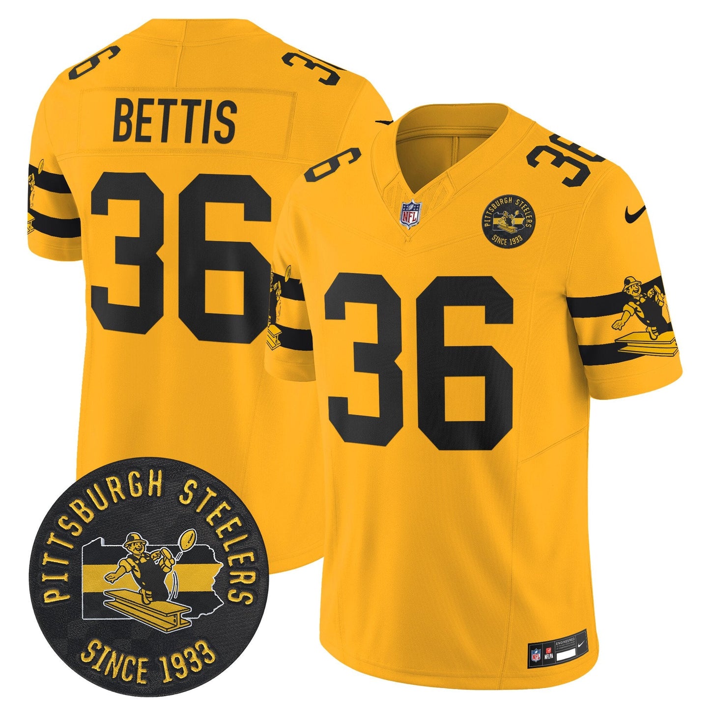 Pittsburgh Steelers Throwback 1933 Patch Vapor Limited Jersey - All Stitched