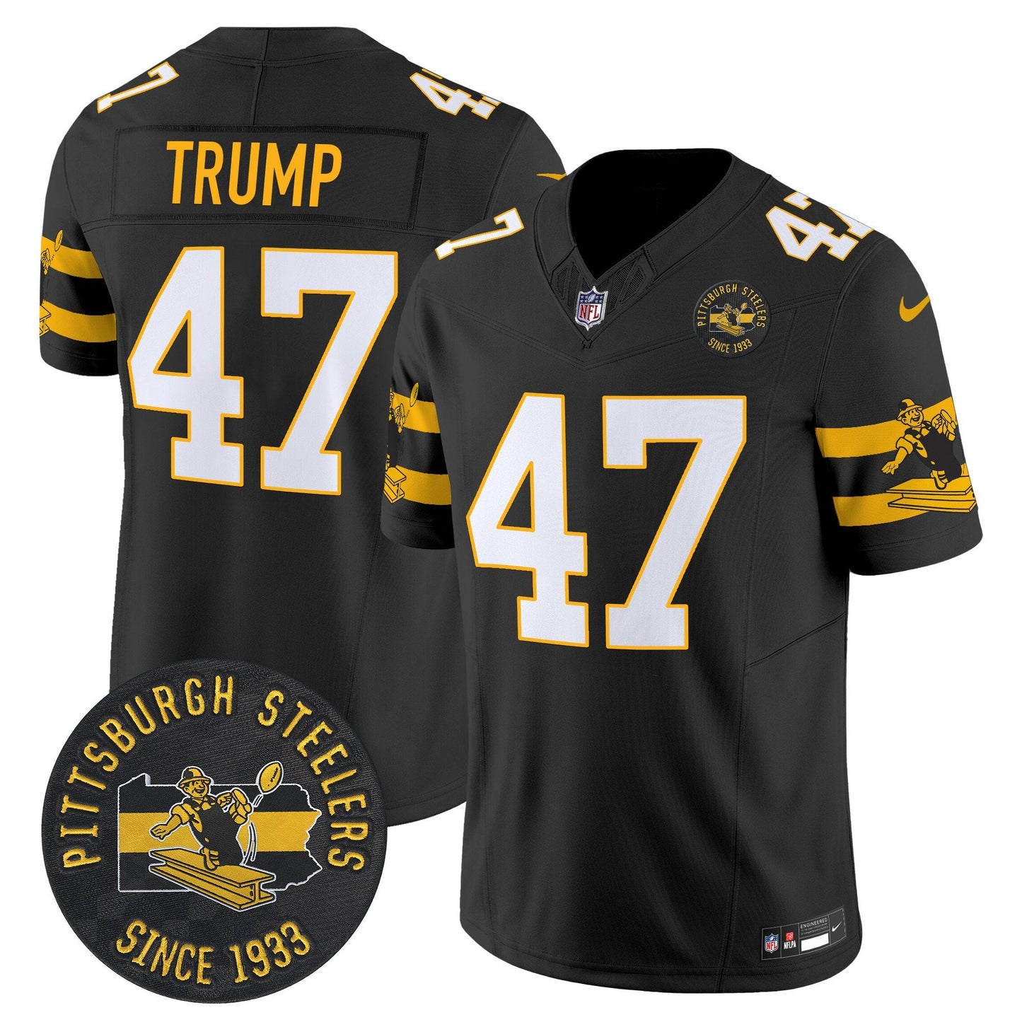 Pittsburgh Steelers Throwback 1933 Patch Vapor Limited Jersey - All Stitched