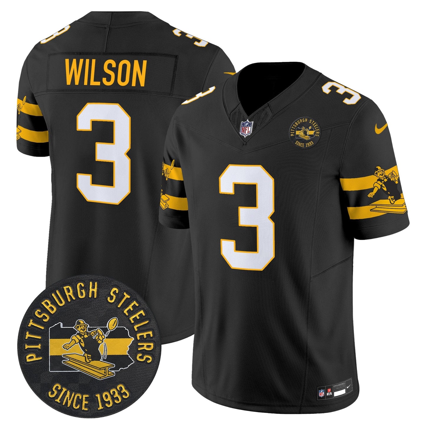 Pittsburgh Steelers Throwback 1933 Patch Vapor Limited Jersey - All Stitched