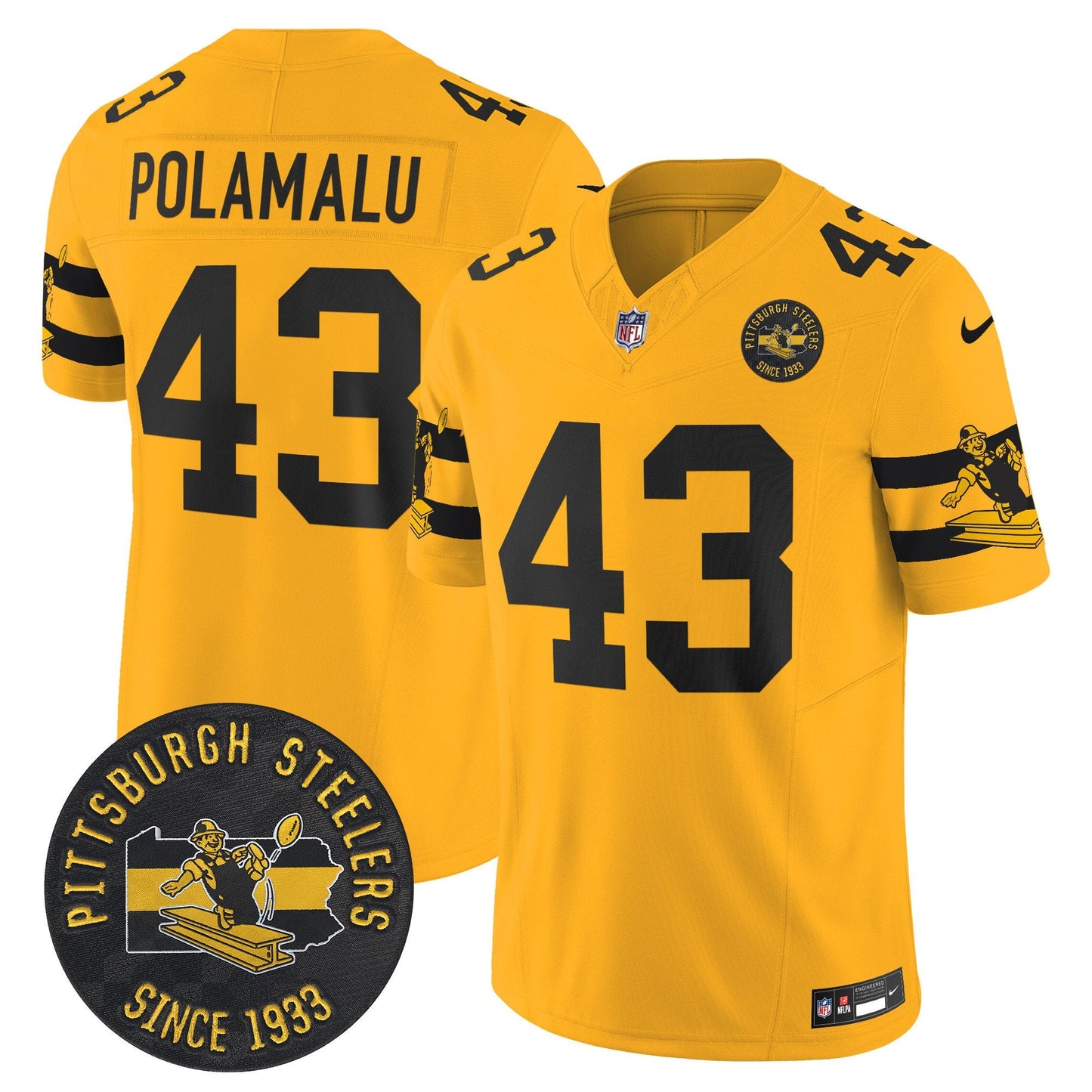 Pittsburgh Steelers Throwback 1933 Patch Vapor Limited Jersey - All Stitched